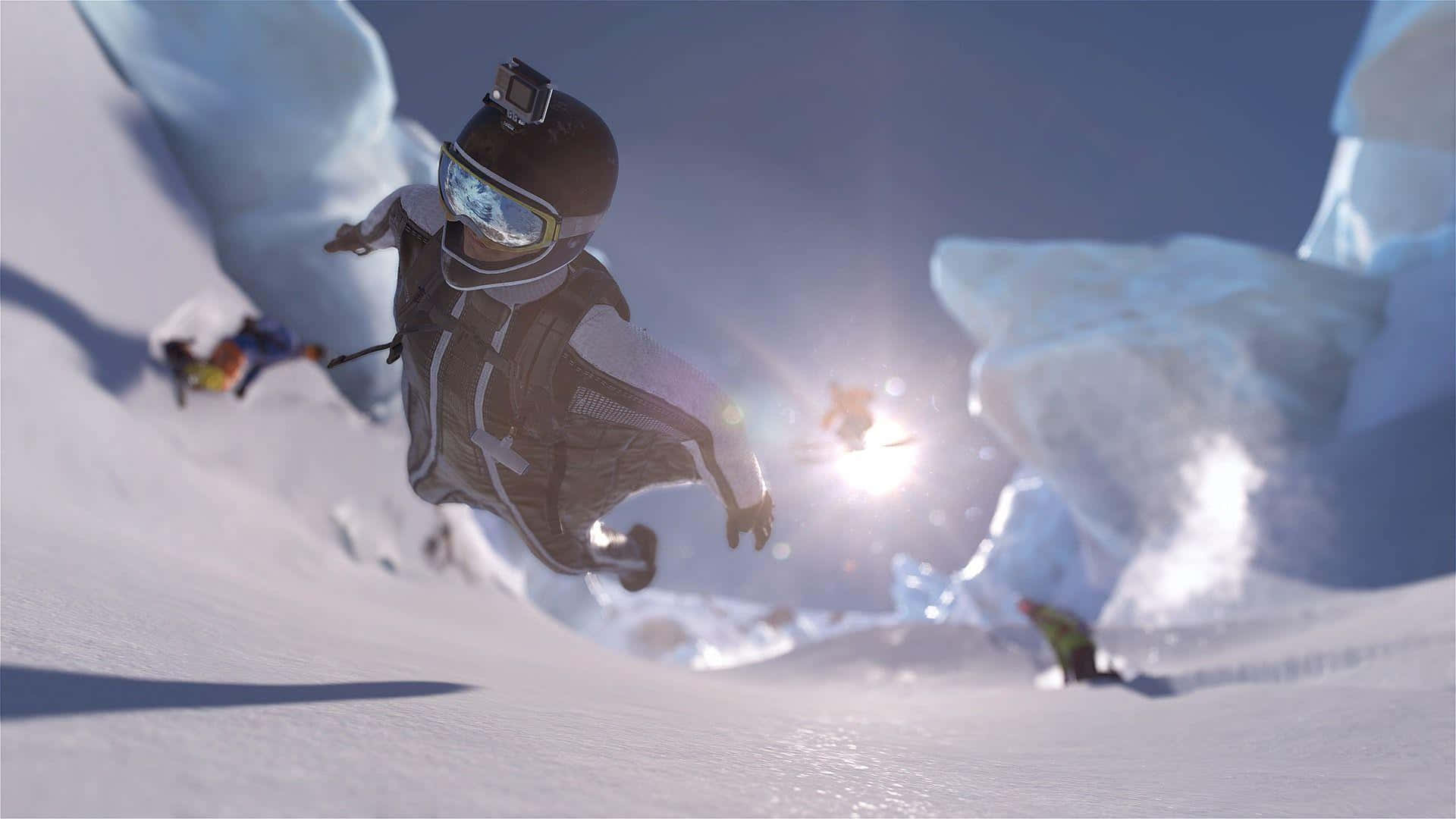 Steep, snowboarder, snowy mountain slope, Full HD Desktop Wallpaper