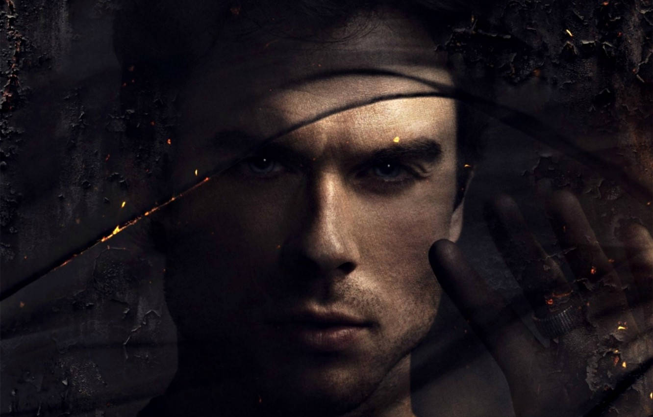 Stefan Salvatore, intense eyes, cracked glass, HD Desktop Wallpaper
