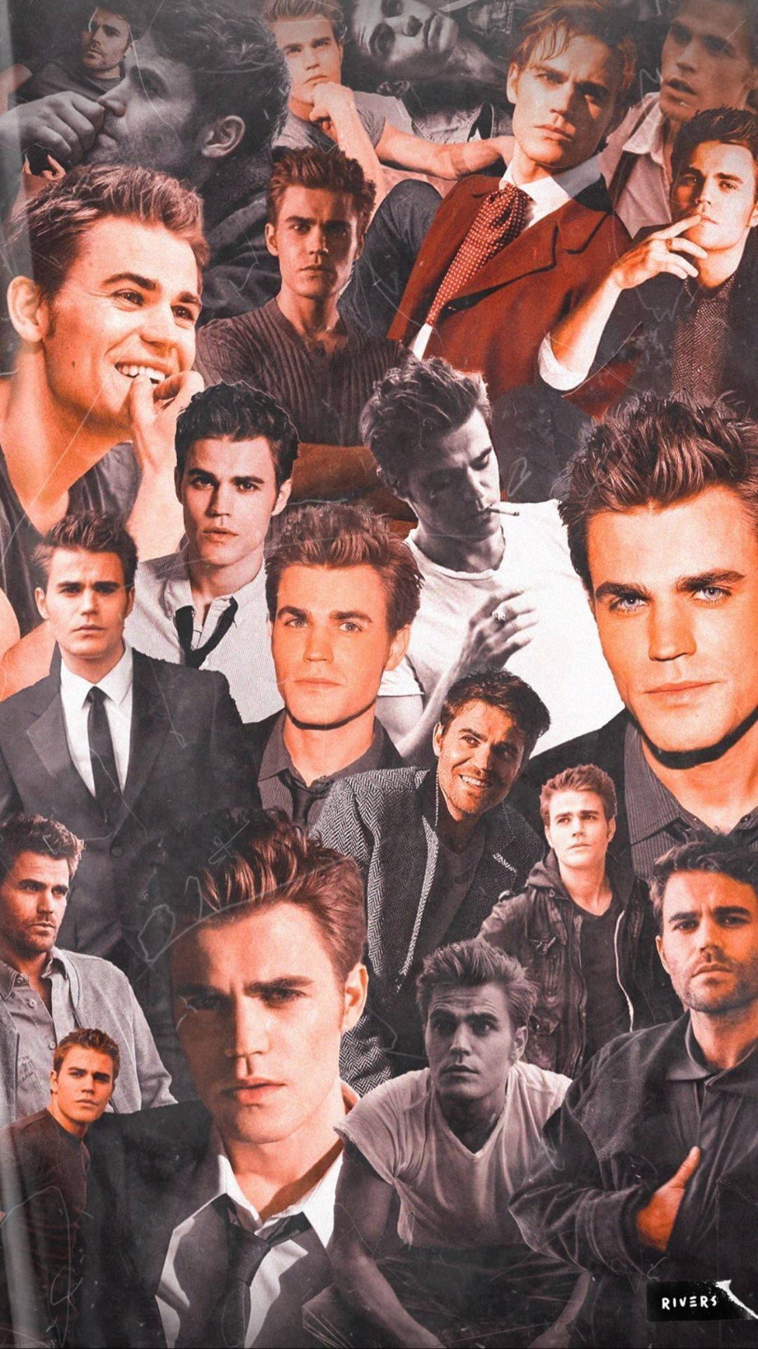 Stefan Salvatore, male portraits, various poses, Full HD Phone Wallpaper