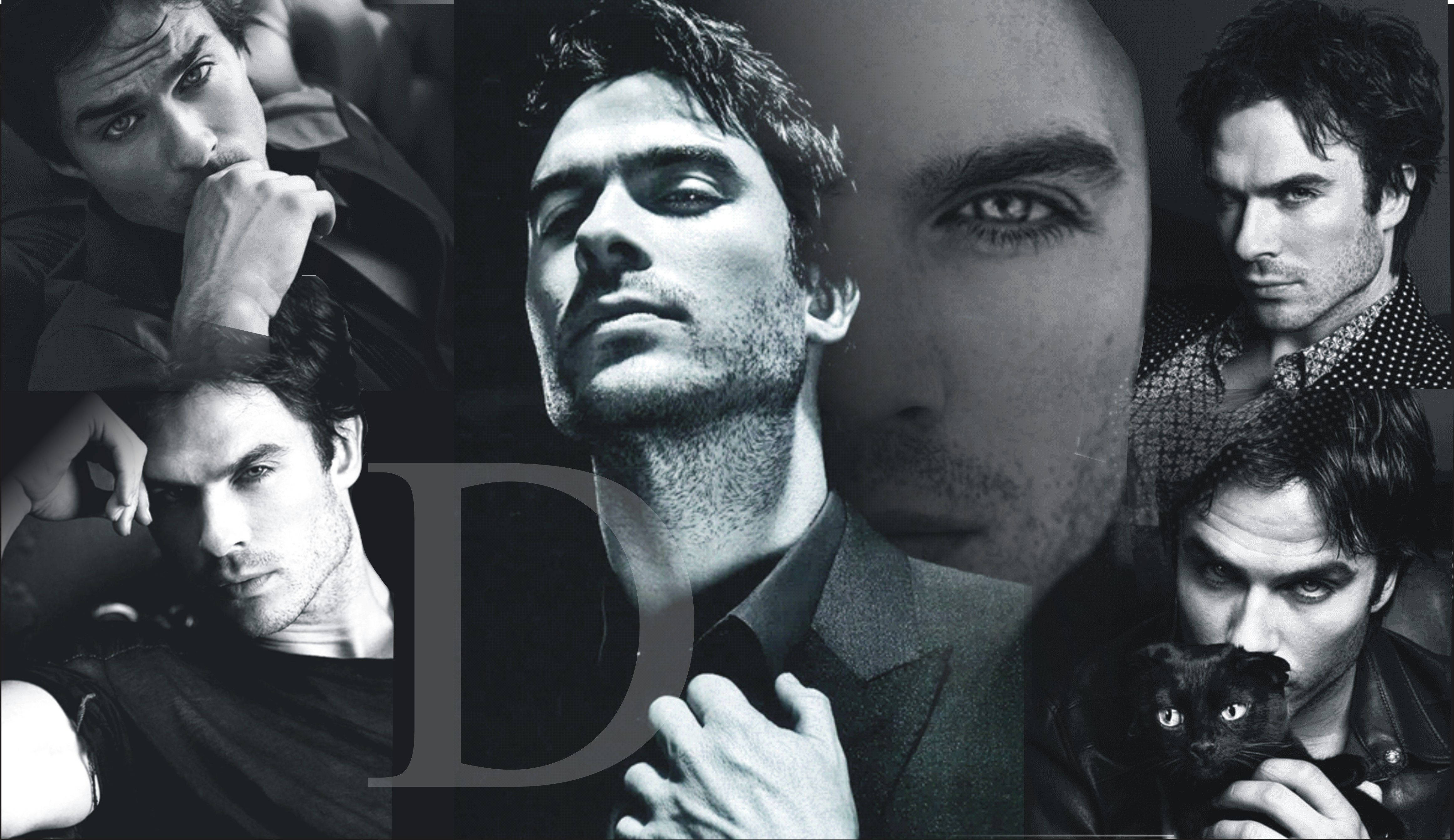 Stefan Salvatore, black and white, collage, 4K Desktop Wallpaper