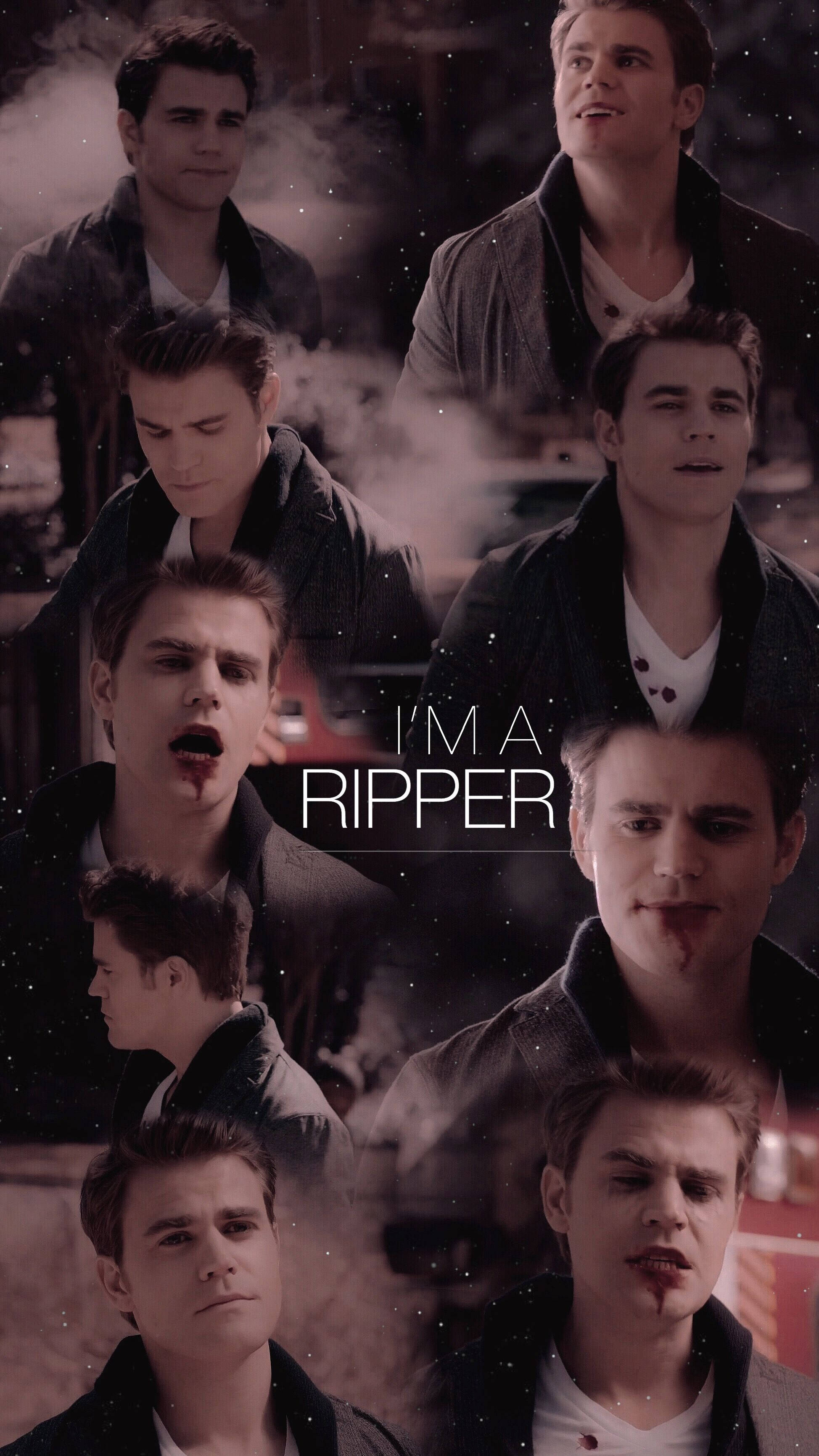 Stefan Salvatore, dark clothing, blood on his mouth, 2K Phone Wallpaper