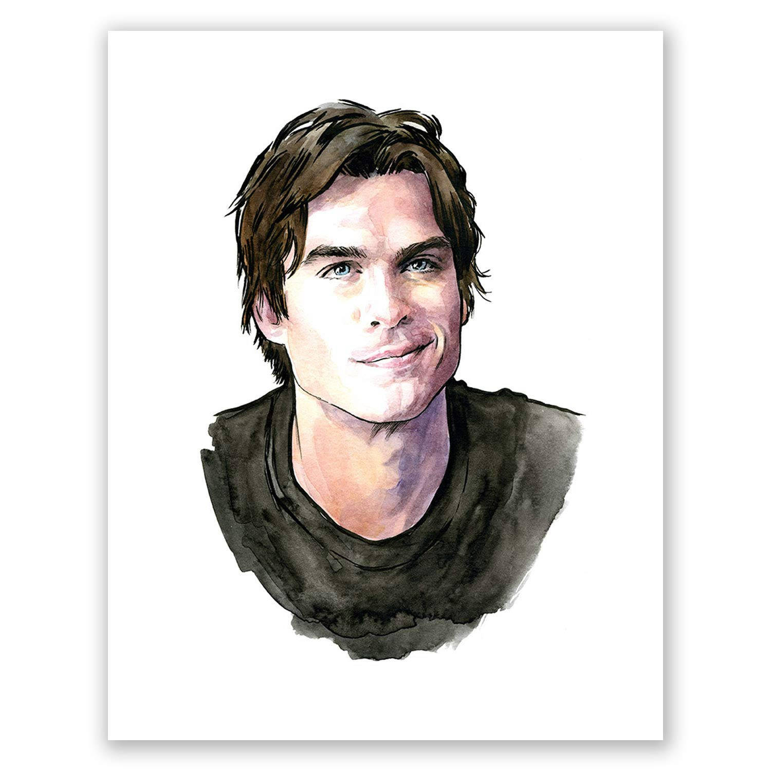 Stefan Salvatore, watercolor portrait, brown hair, HD Desktop Wallpaper