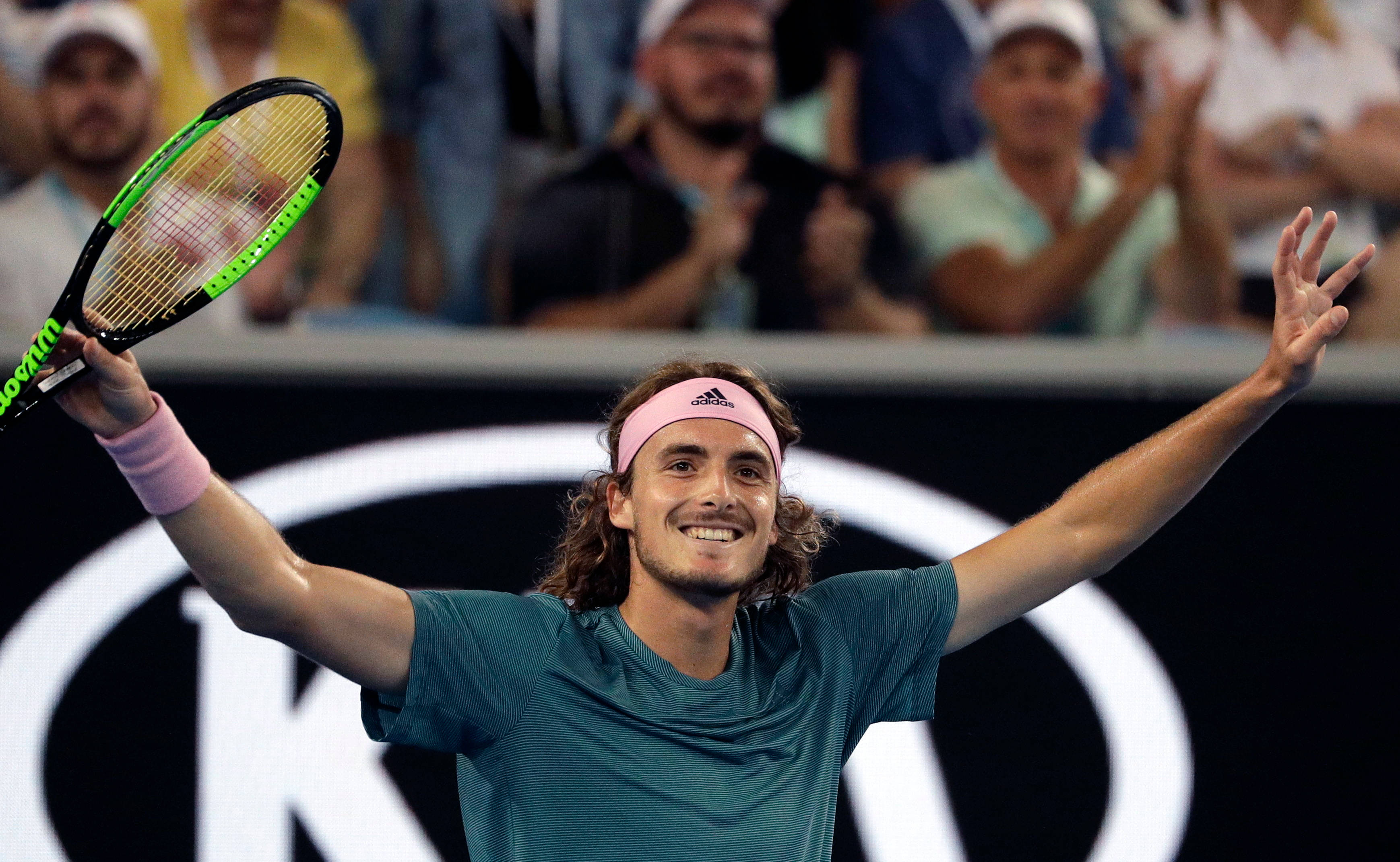 Stefanos Tsitsipas, tennis player, racket, 2K Desktop Wallpaper