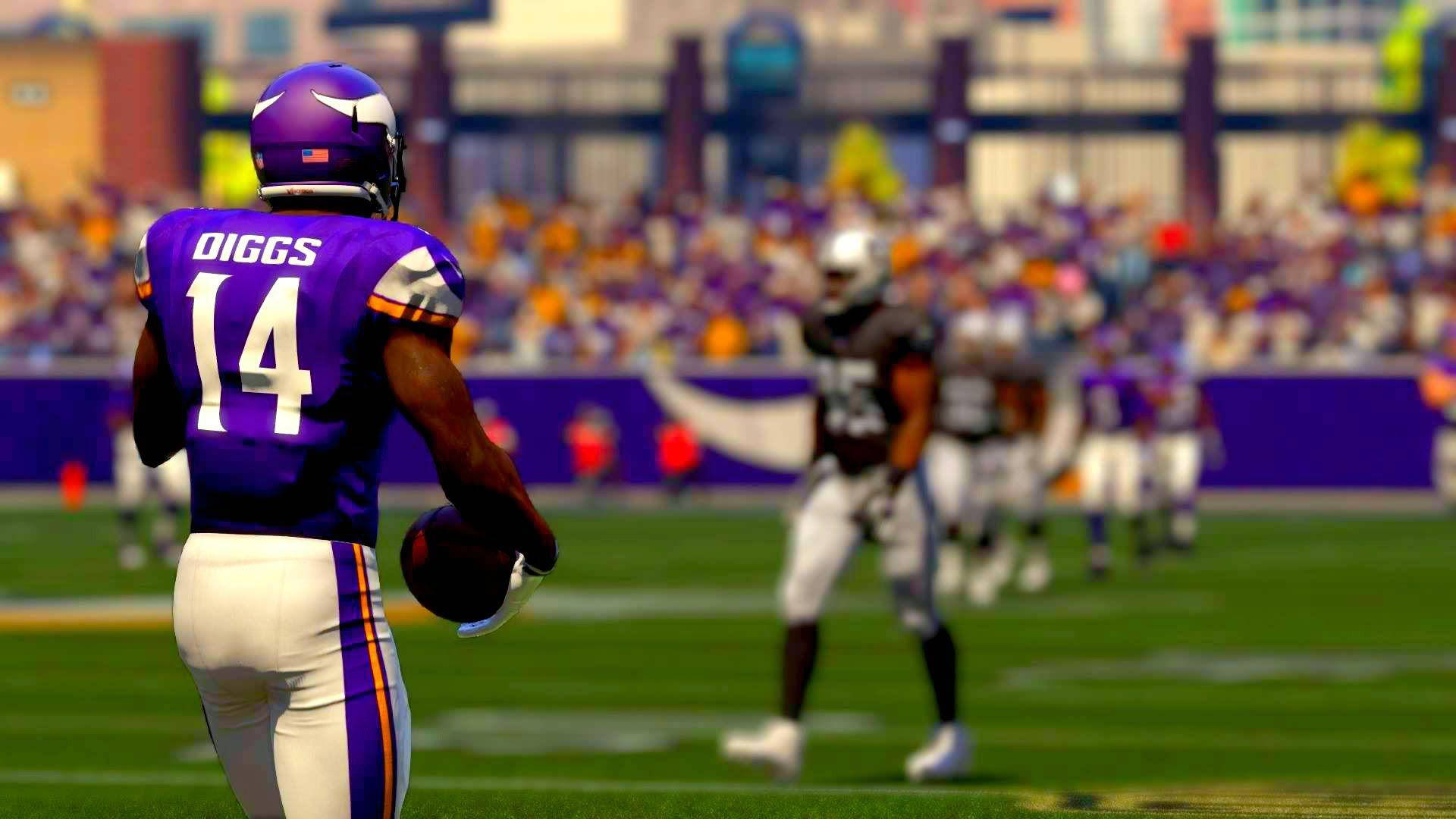 Stefon Diggs, purple jersey, number 14, Full HD Desktop Wallpaper