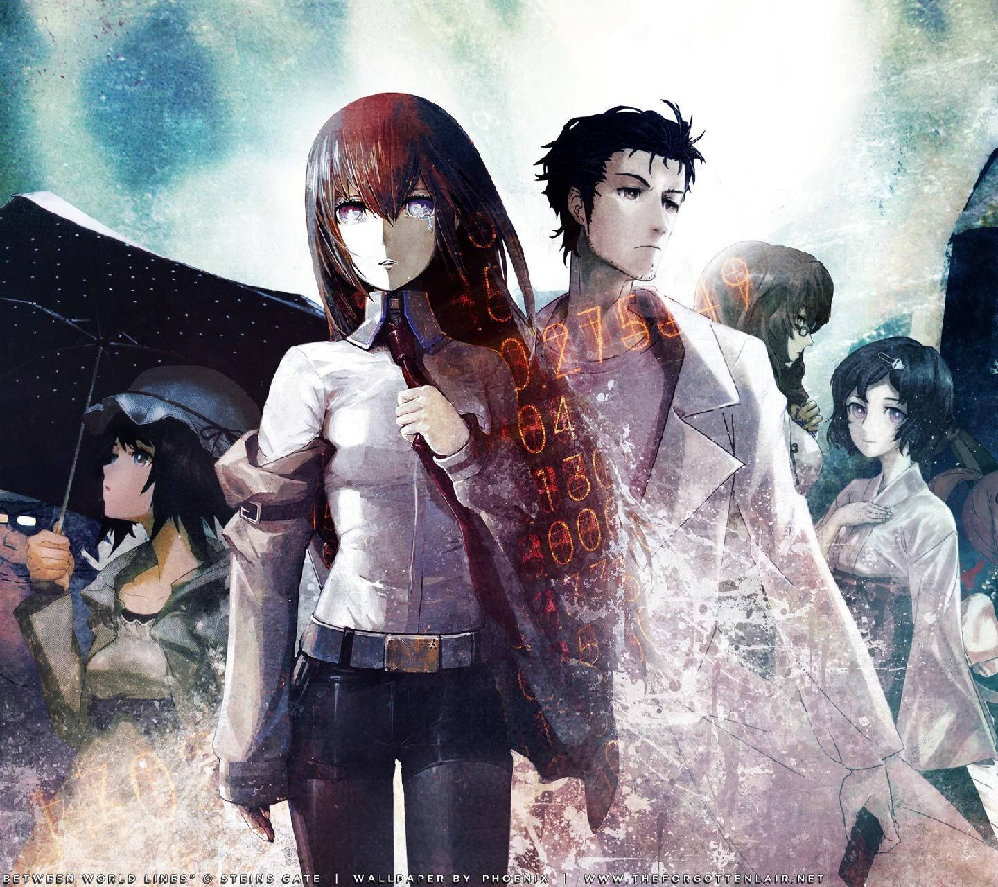 Steins Gate, anime characters, surreal digital storm, HD Desktop Wallpaper