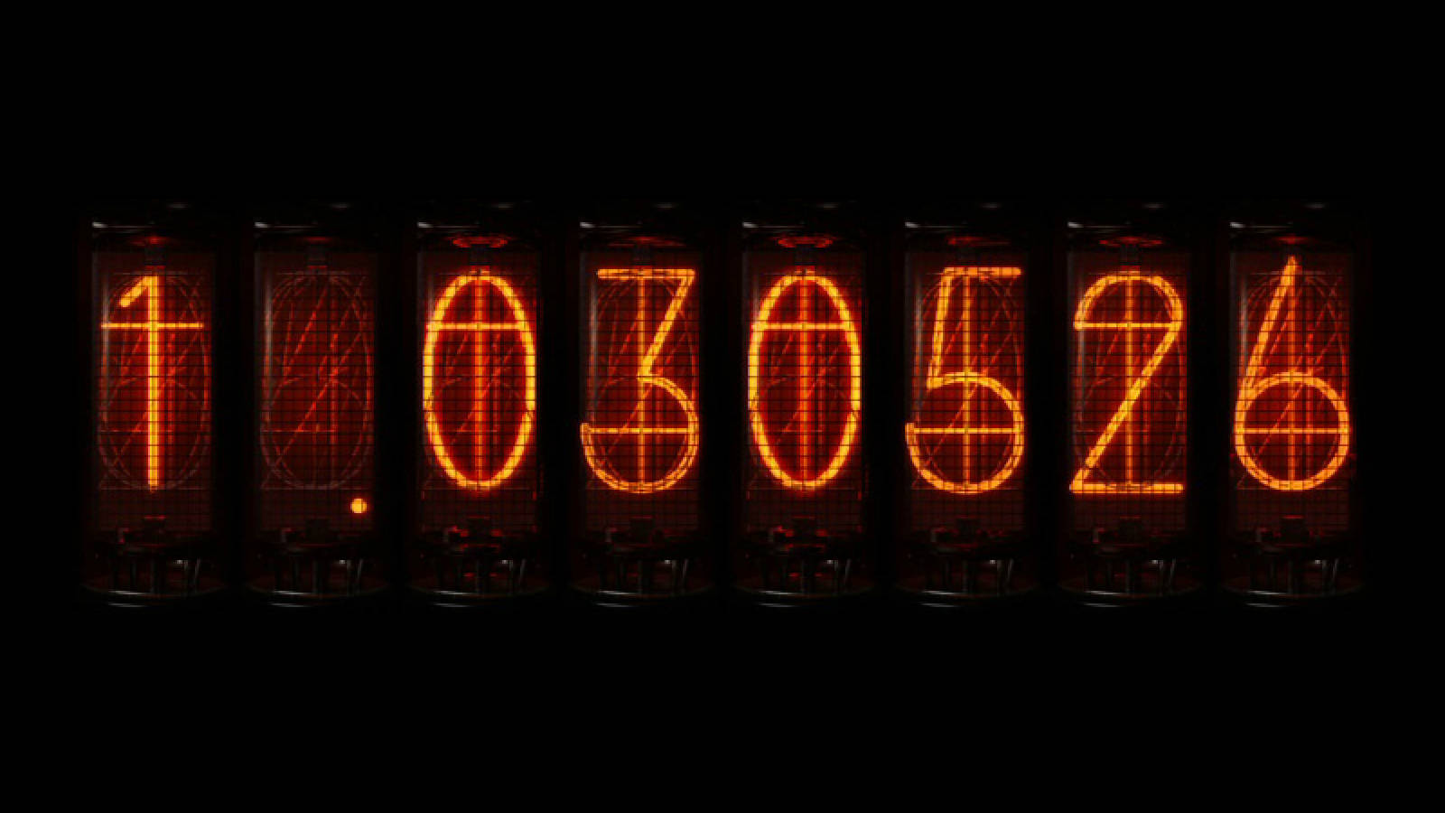 Steins Gate, Digital Countdown Timer, orange vacuum tube digits, HD Desktop Wallpaper