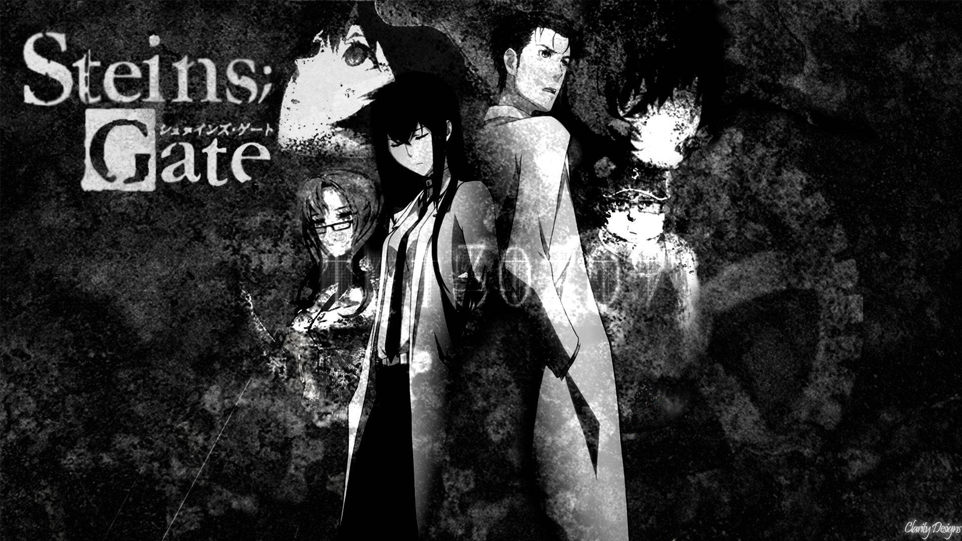 Steins;Gate, monochrome, anime characters, Full HD Desktop Wallpaper