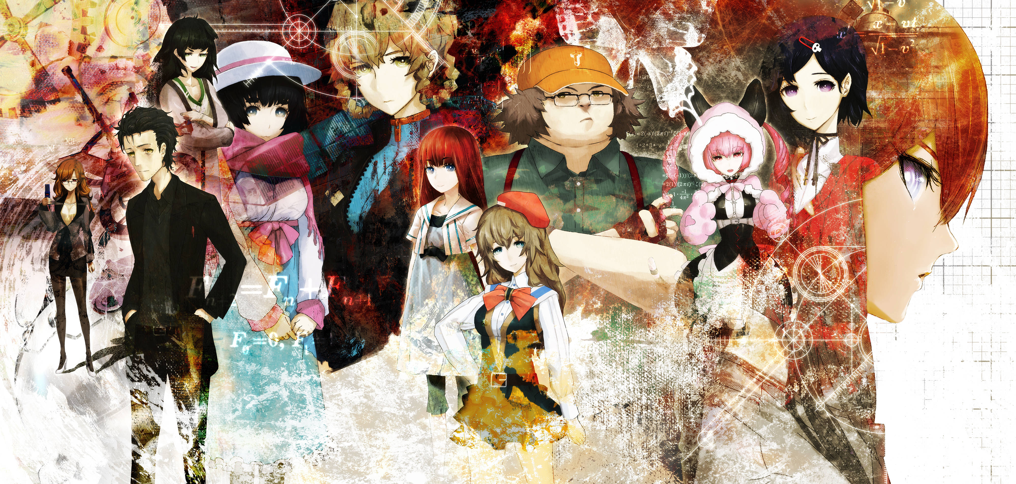 Steins Gate, anime collage, diverse characters, 4K Desktop Wallpaper