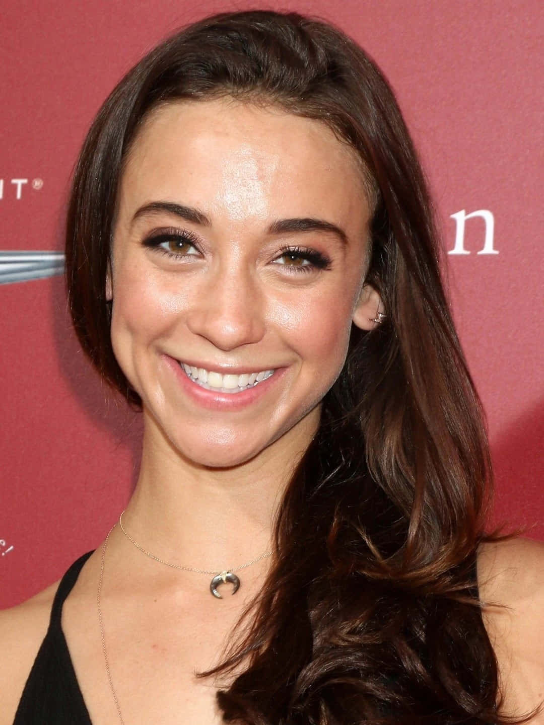 Stella Maeve, long brown hair, black top, HD Phone Wallpaper