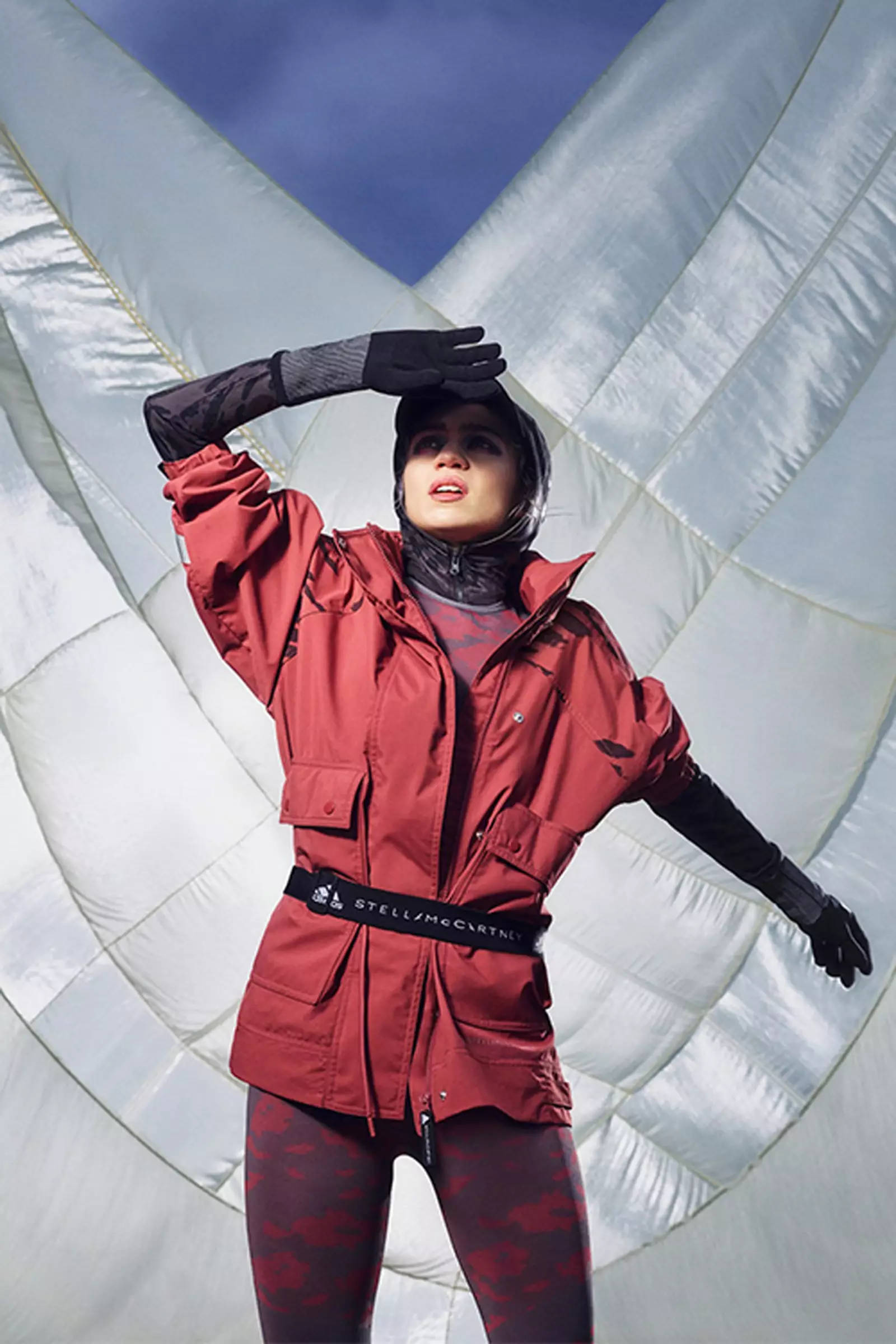 Stella McCartney, adidas, red outdoor jacket, Full HD Phone Wallpaper