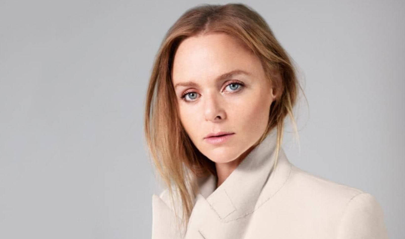 Stella McCartney, cream coat, blonde hair, HD Desktop Wallpaper