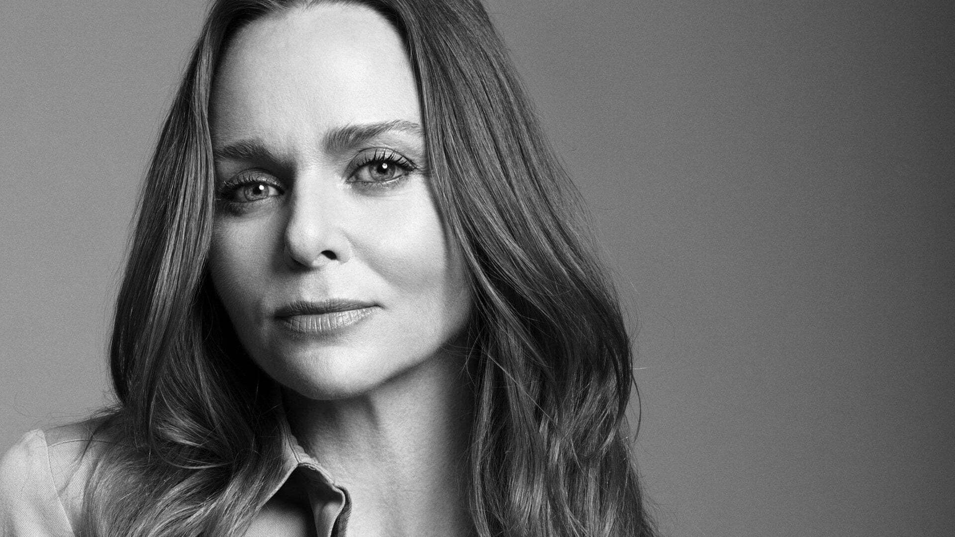 Stella McCartney, greyscale, black and white portrait, Full HD Desktop Wallpaper