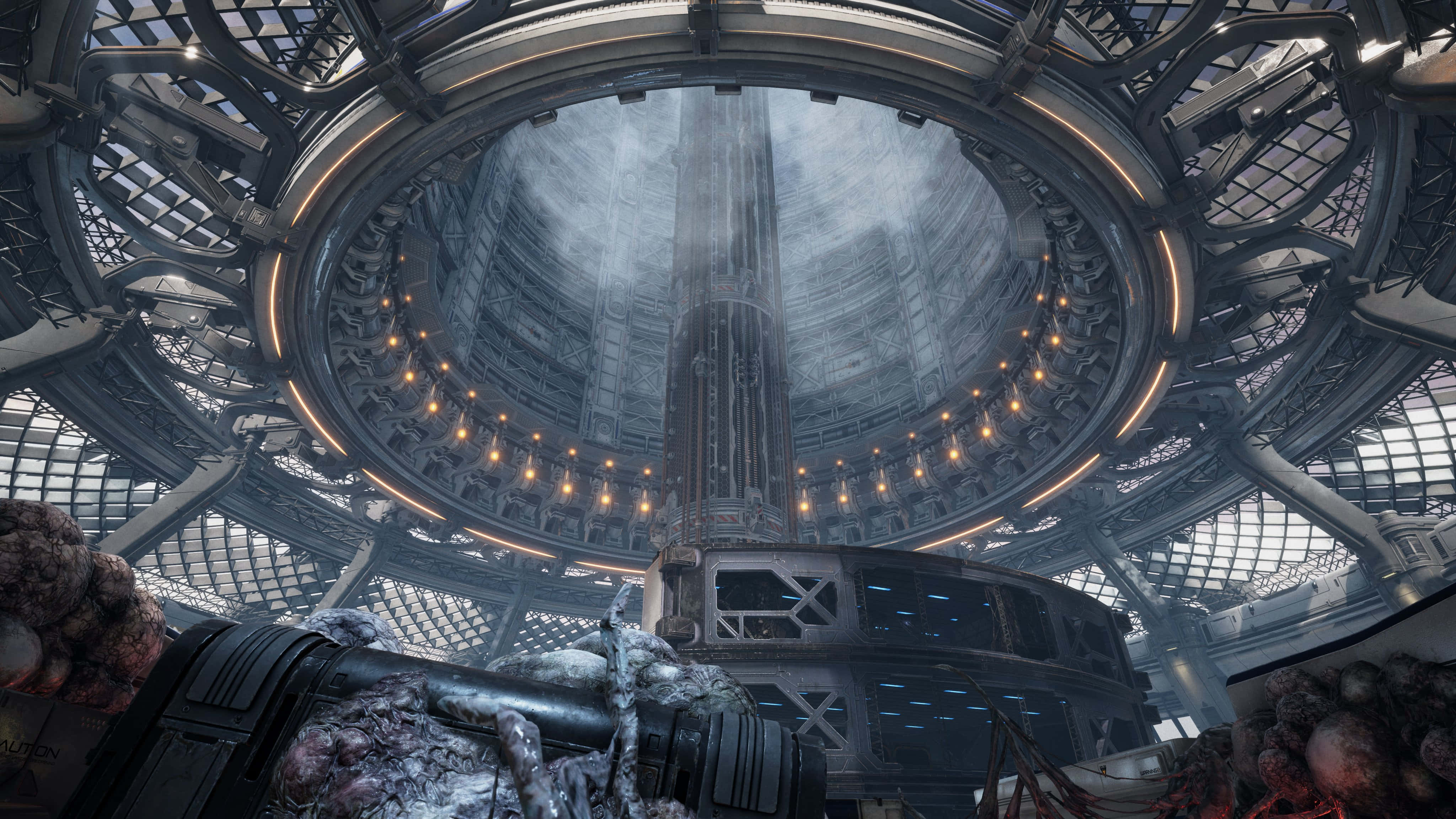Stellar Blade, dystopian structure, circular sci-fi chamber, 4K Desktop Wallpaper