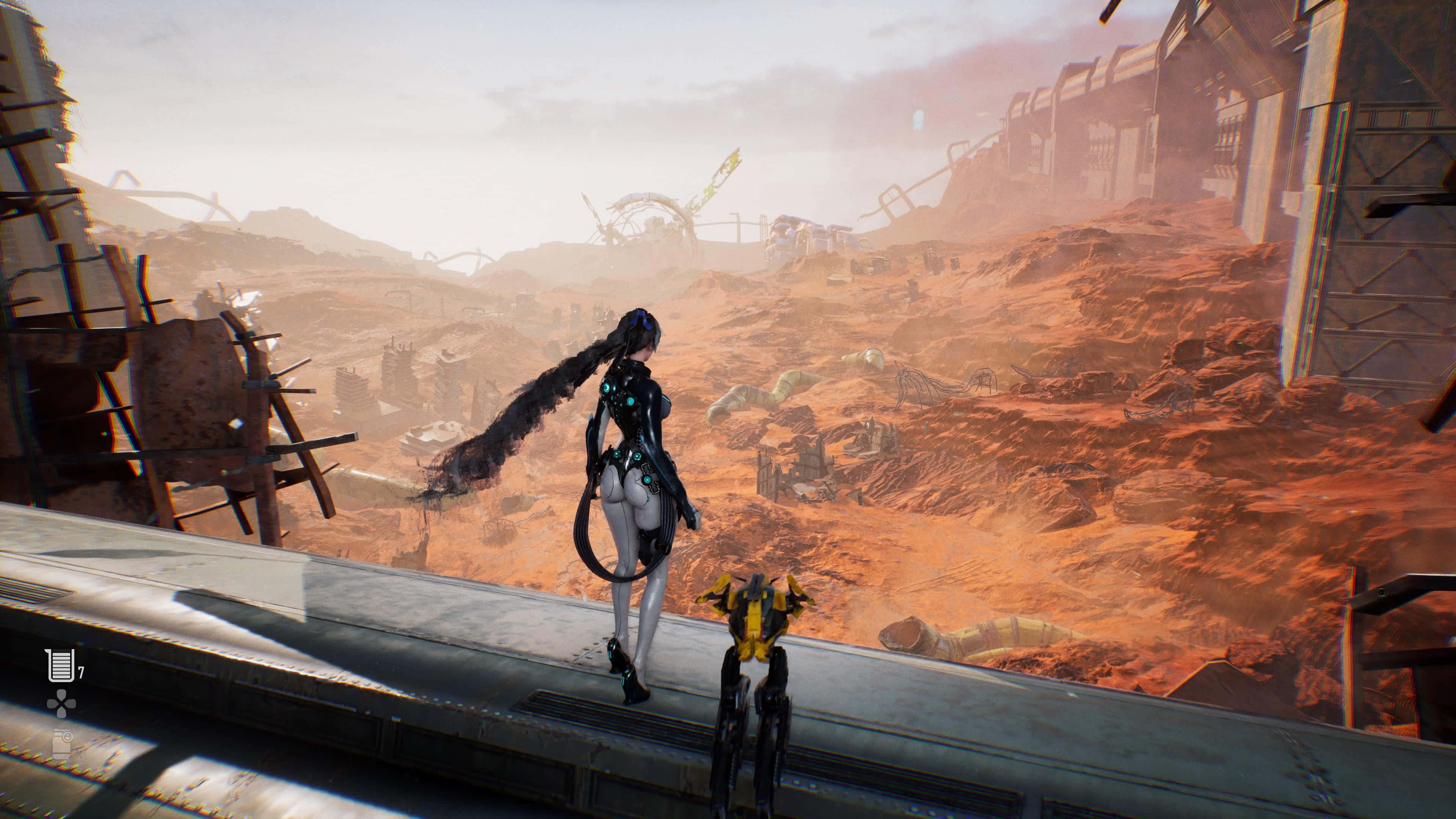 Stellar Blade, cybernetic woman, long black ponytail, 4K Desktop Wallpaper