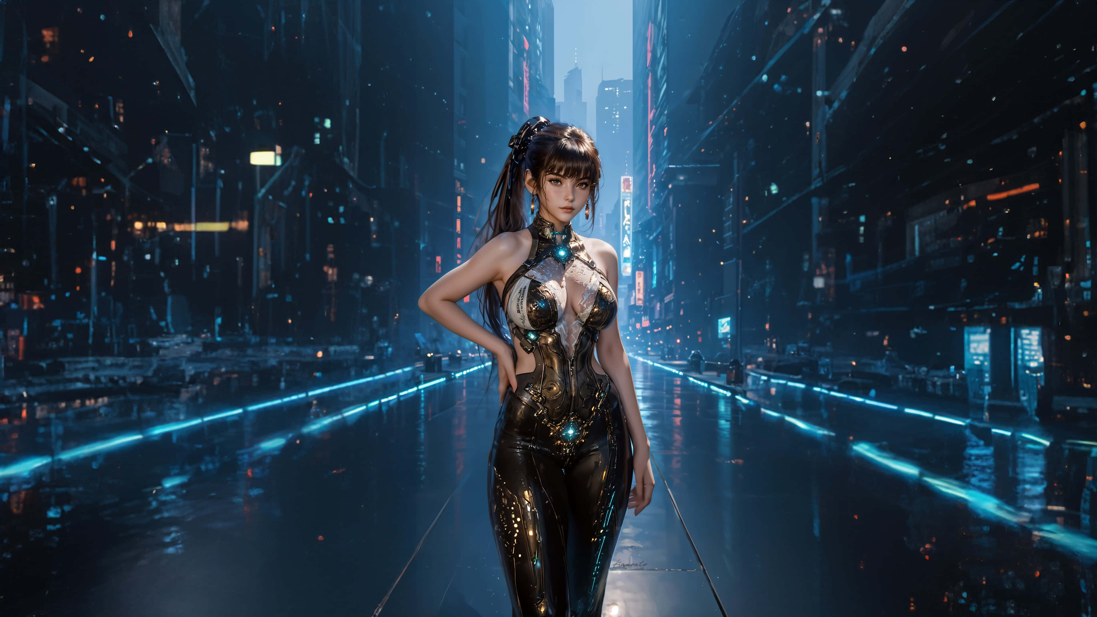 Stellar Blade, female character, futuristic cityscape, 4K Desktop Wallpaper
