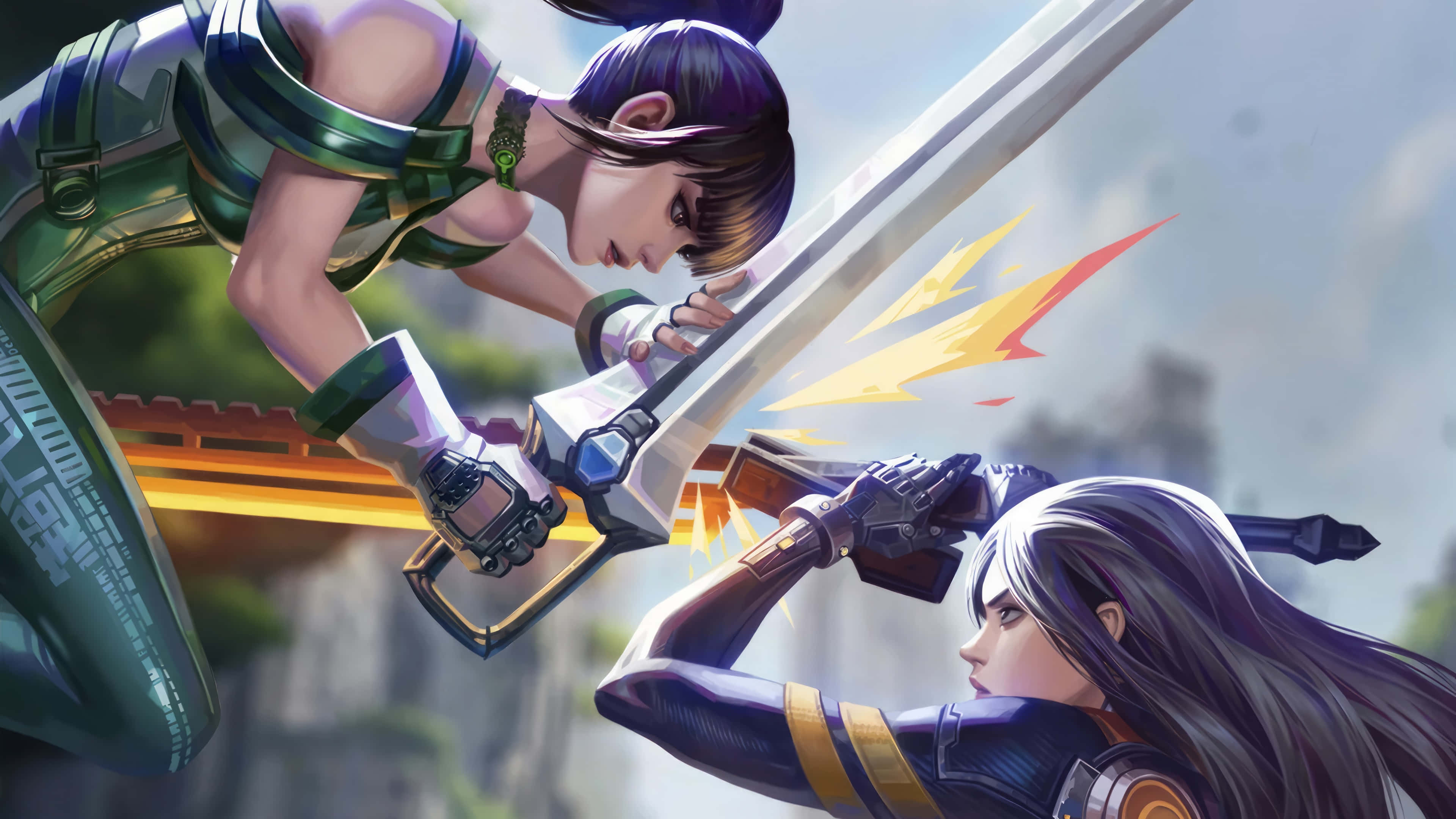 Stellar Blade, epic sword duel, female warriors, 4K Desktop Wallpaper
