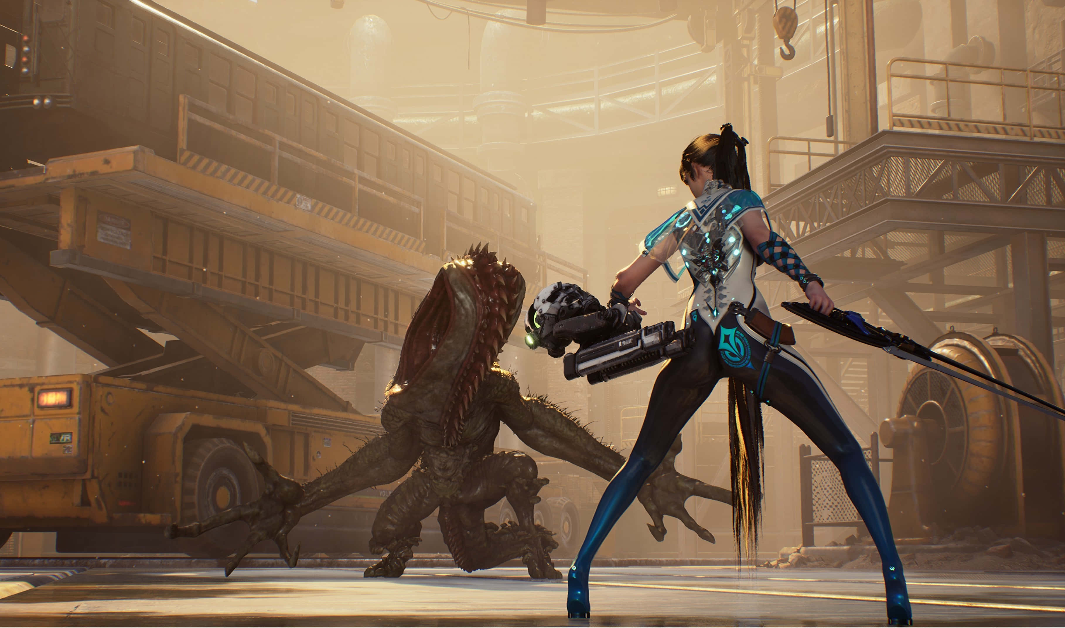 Stellar Blade, female warrior, blue and white armor, 2K Desktop Wallpaper