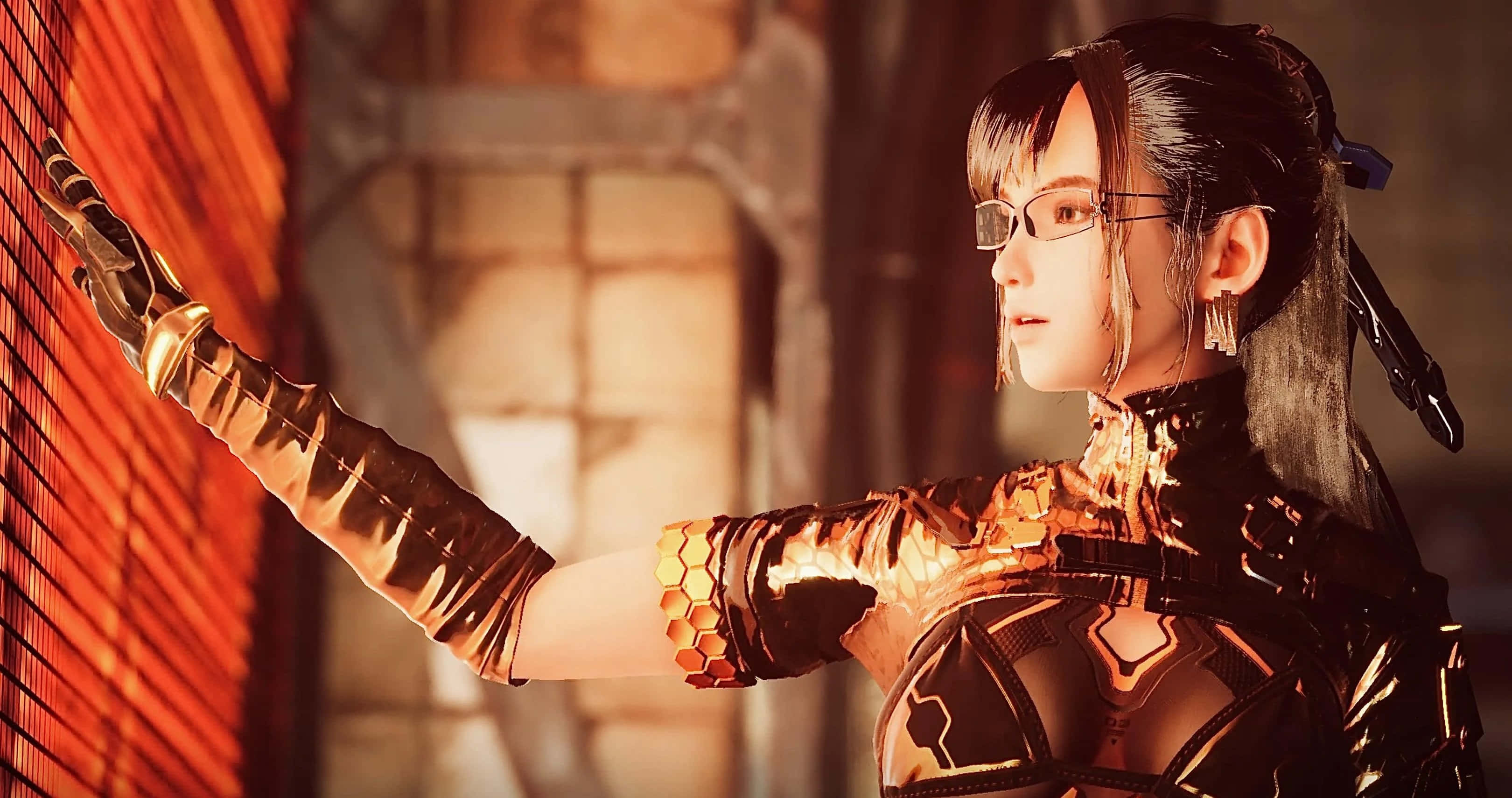 Stellar Blade, female warrior, golden armored gloves, 2K Desktop Wallpaper