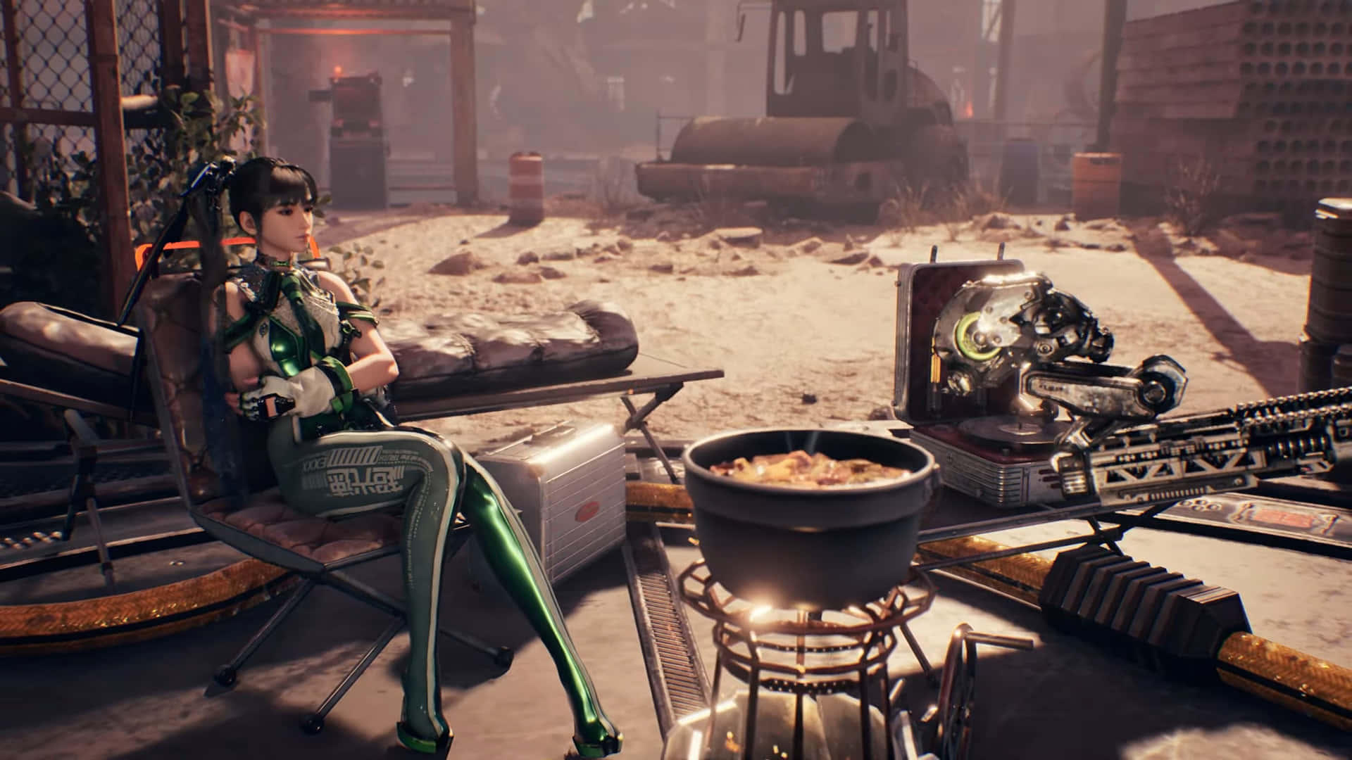 Stellar Blade, heroine, green futuristic gear, Full HD Desktop Wallpaper