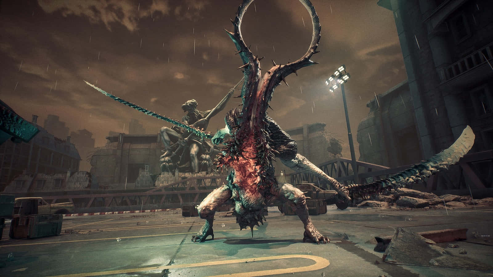 Stellar Blade, monstrous encounter, glowing red wounds, HD Desktop Wallpaper