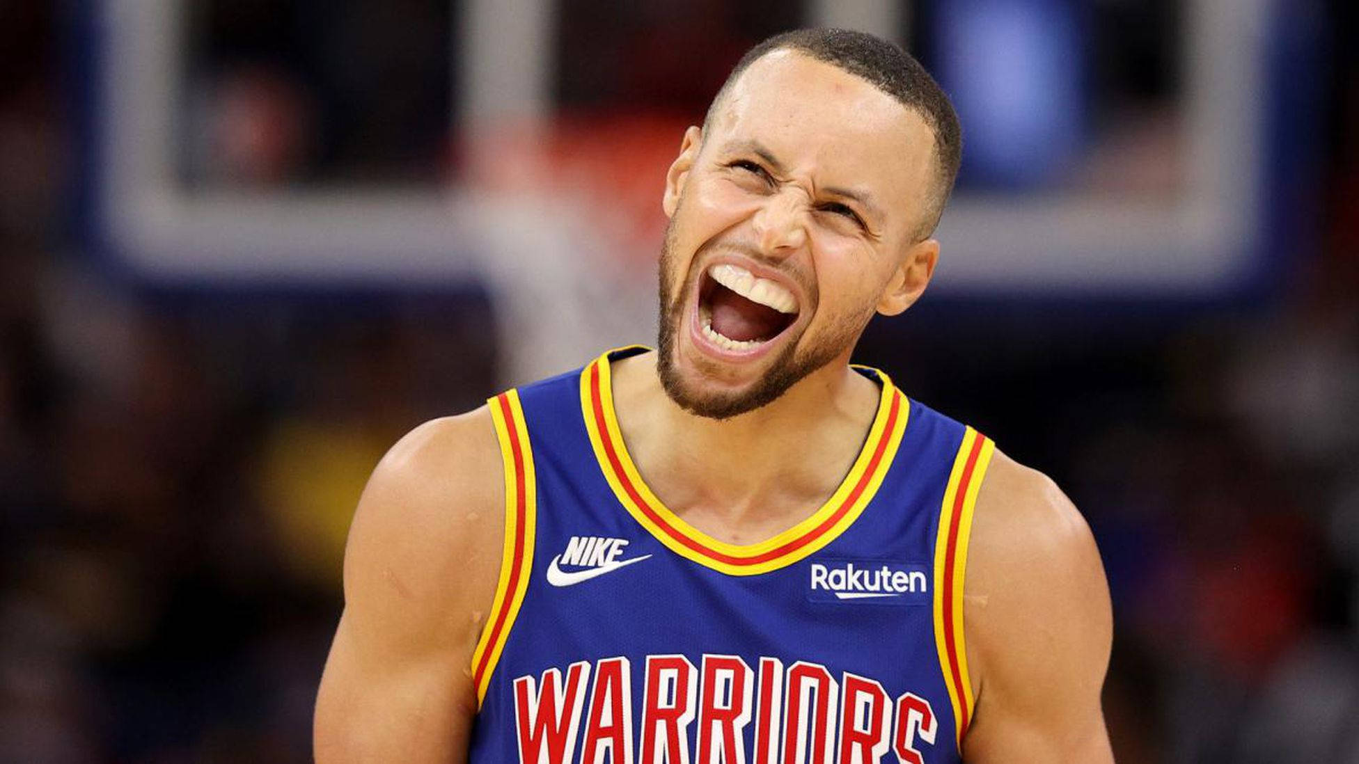 Steph Curry, blue Golden State Warriors jersey, basketball player, Full HD Desktop Wallpaper