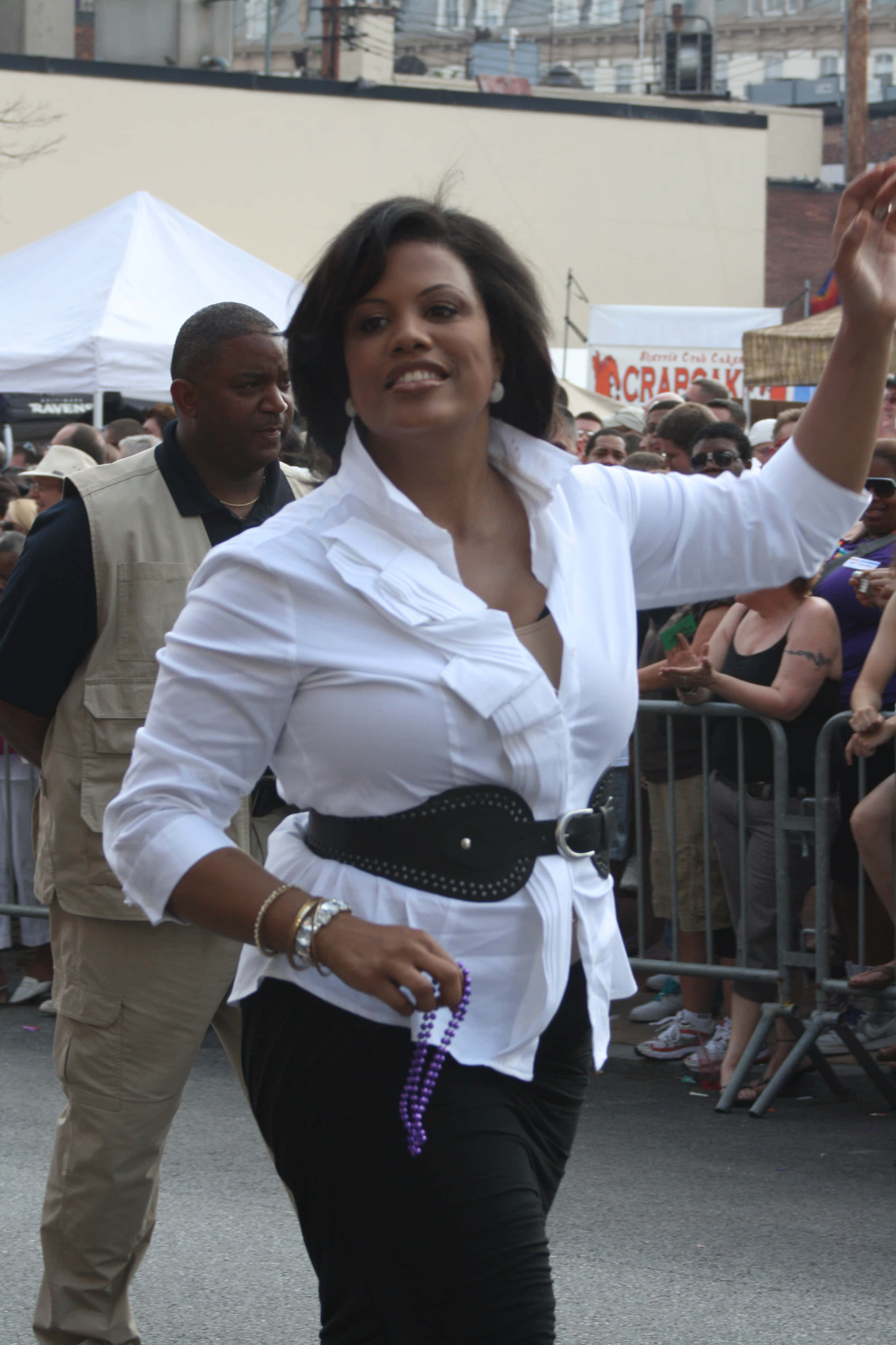 Stephanie Rawlings Blake, white blouse, black pants, 4K Phone Wallpaper
