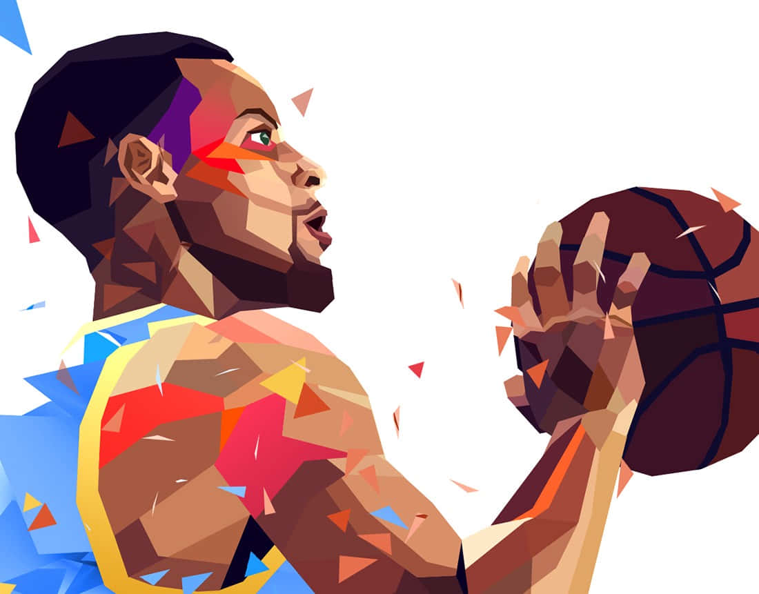 Stephen Curry, cartoon, low-poly art style, SD Desktop Wallpaper