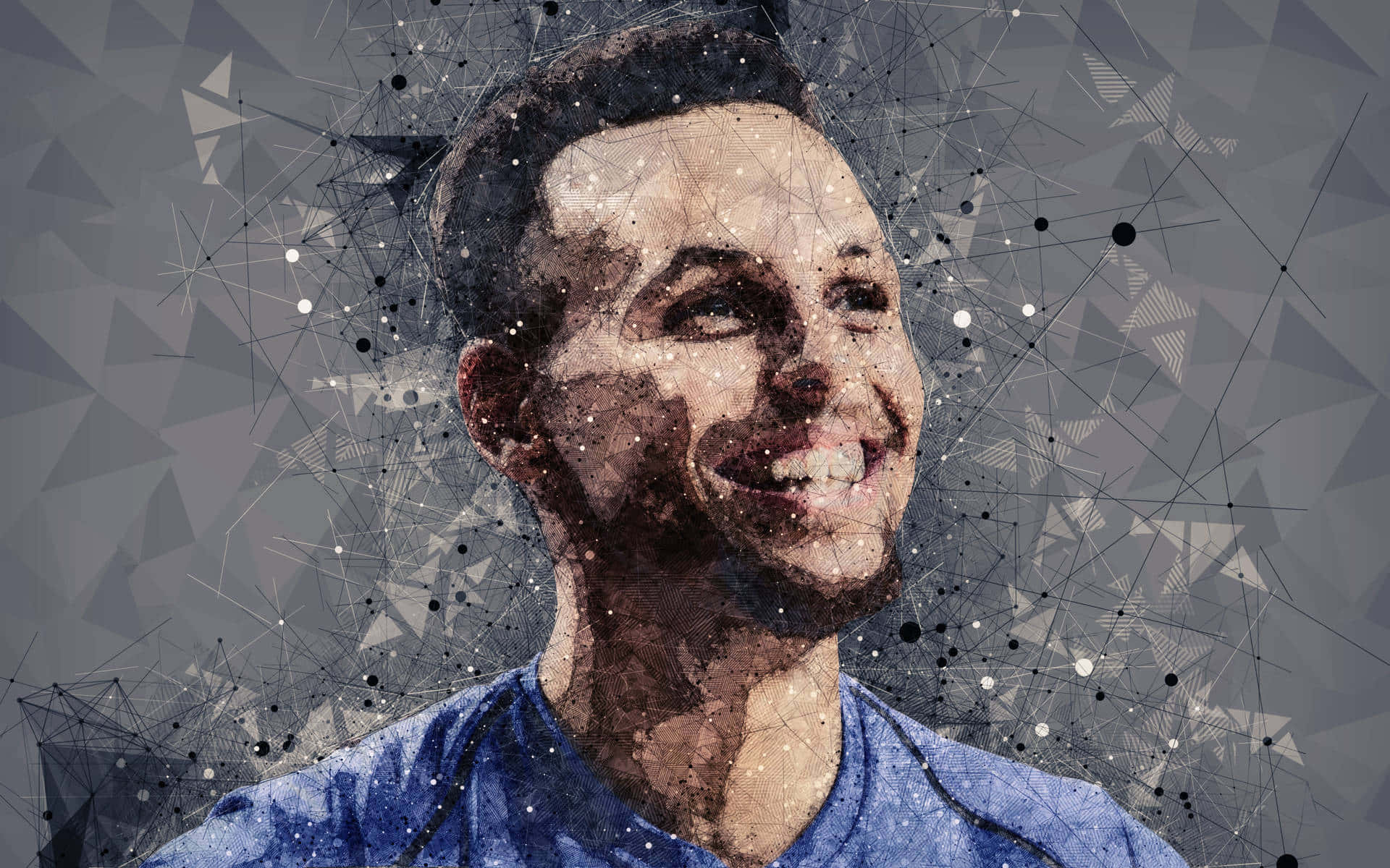 Stephen Curry, cartoon, geometric patterns, Full HD Desktop Wallpaper