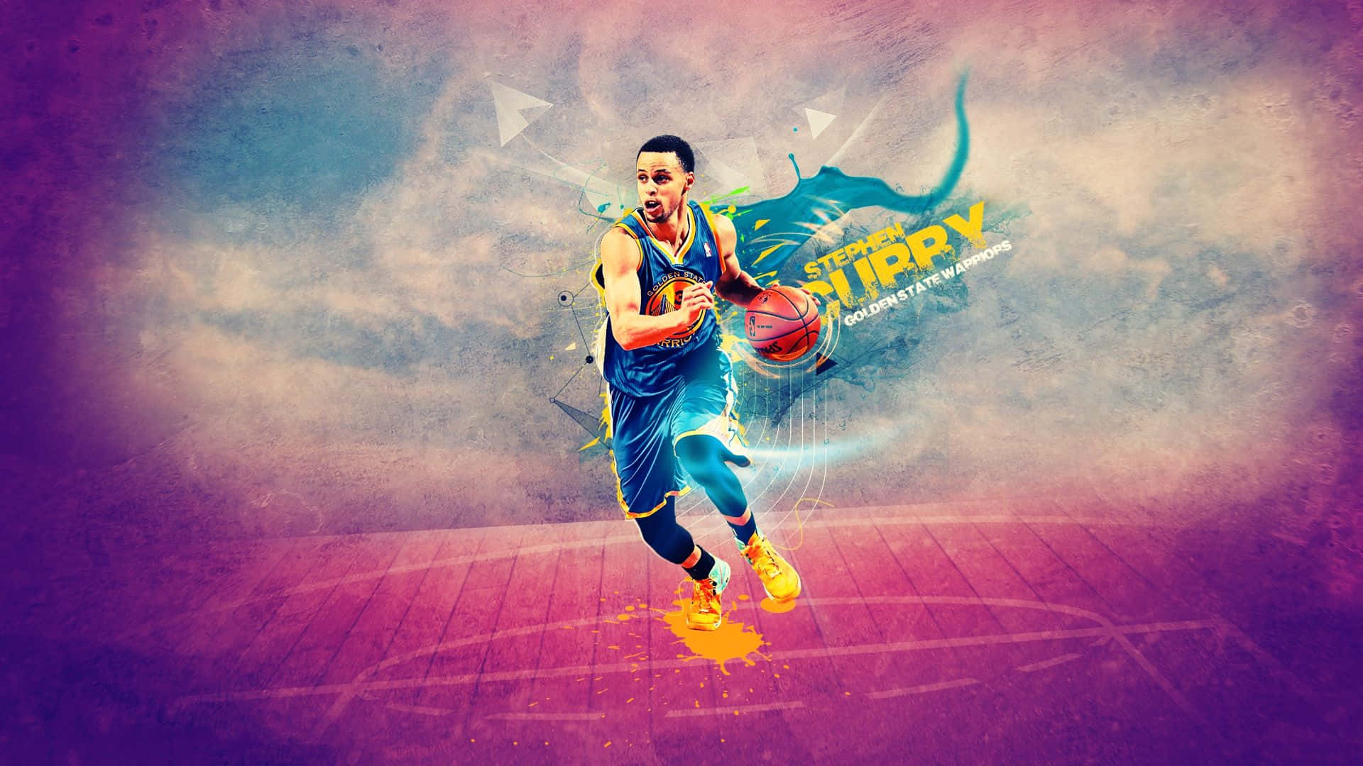 Stephen Curry, basketball dunk, vibrant purple, Full HD Desktop Wallpaper