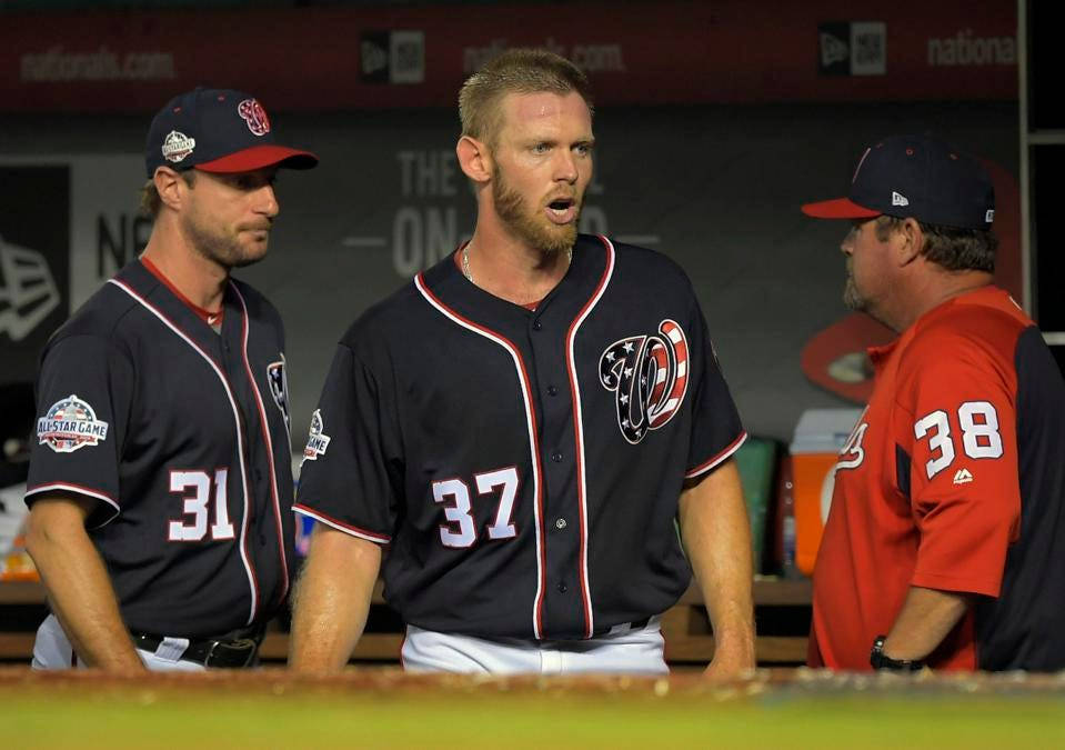 Stephen Strasburg, baseball players, team uniforms, SD Desktop Wallpaper