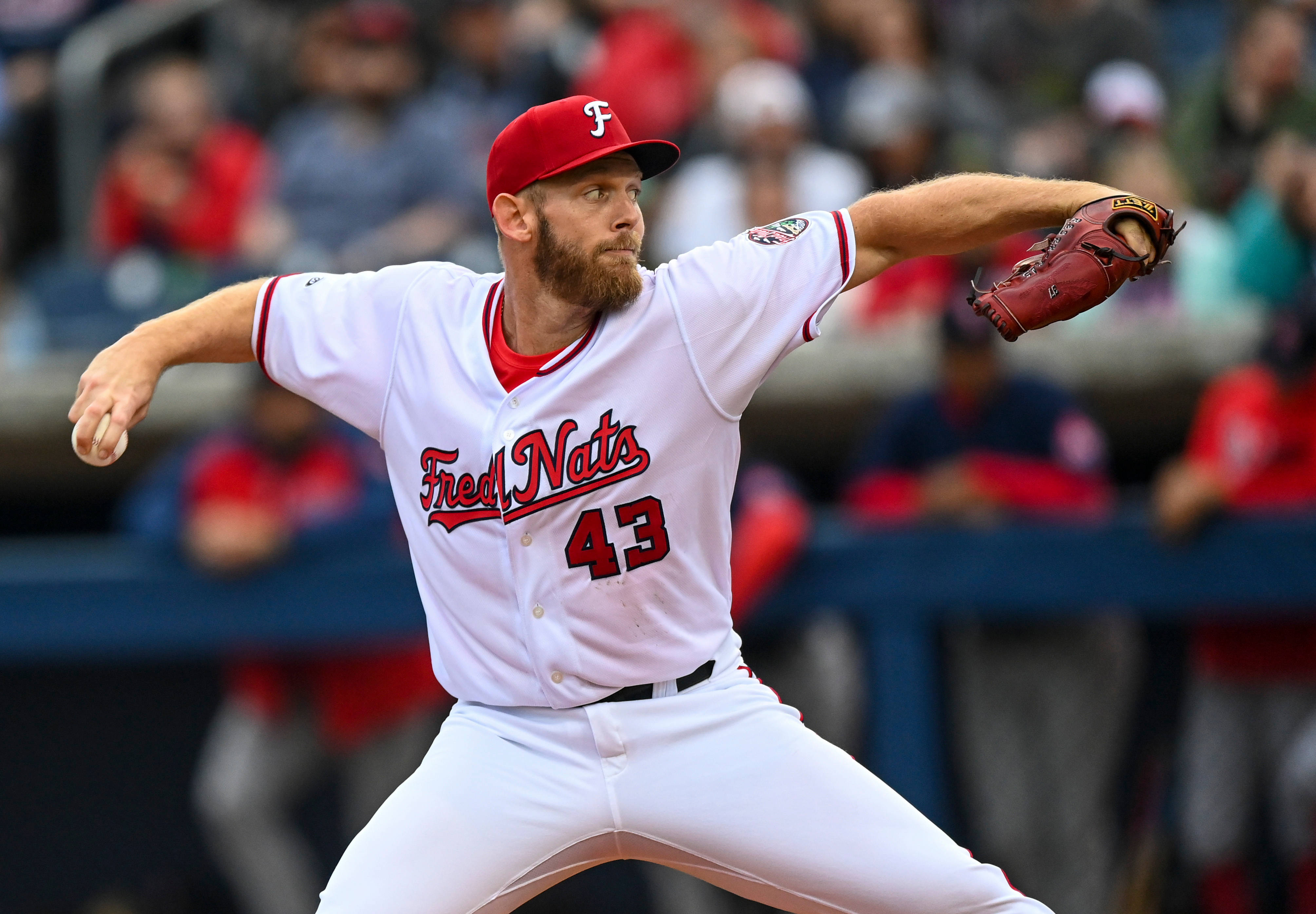 Stephen Strasburg, number 43, white and red uniform, 4K Desktop Wallpaper