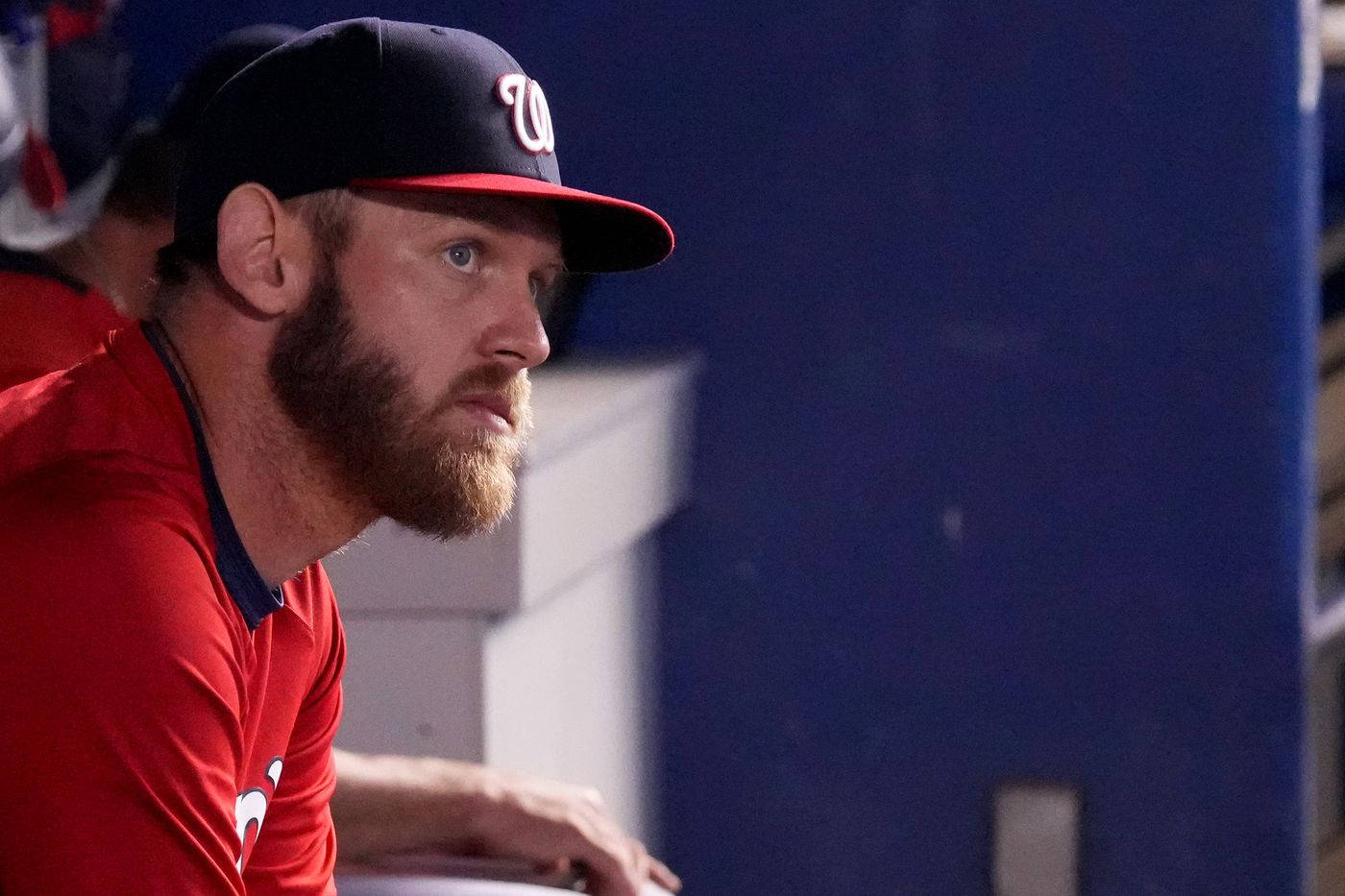 Stephen Strasburg, red jersey, cap, HD Desktop Wallpaper