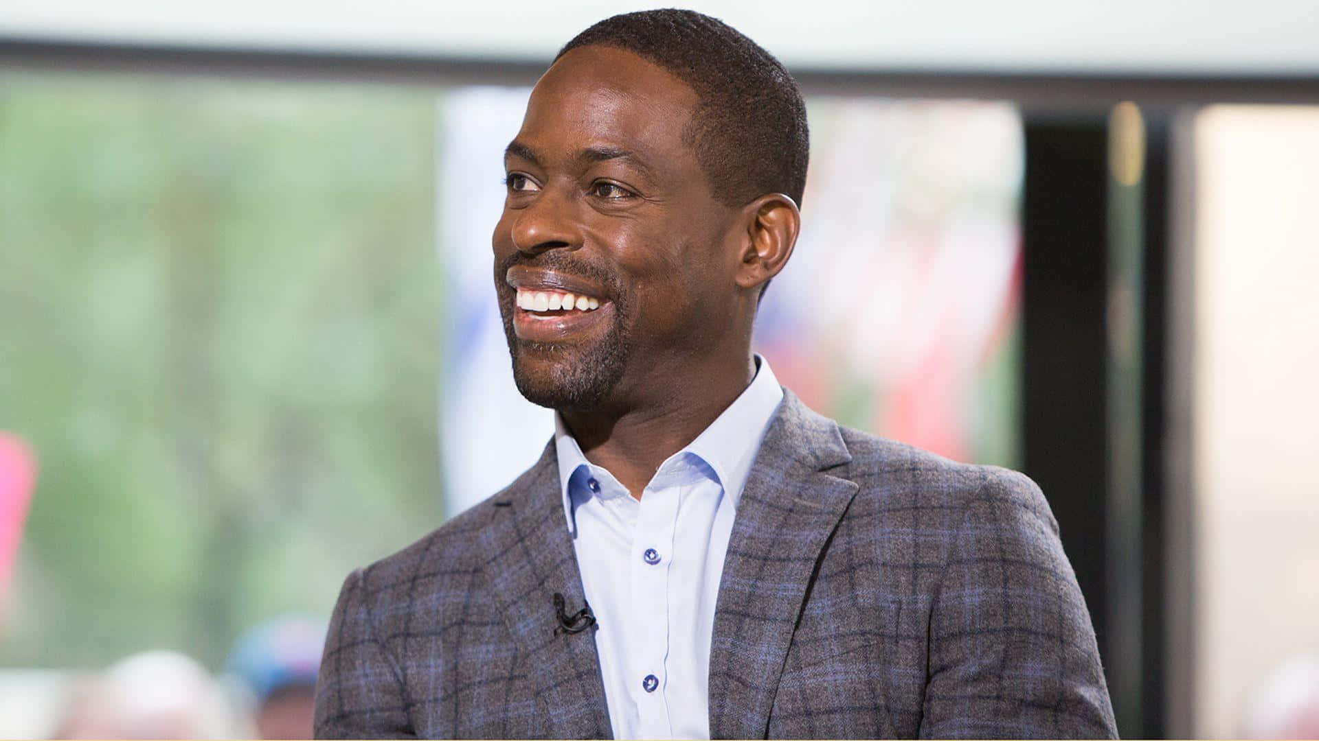 Sterling K Brown, plaid blazer, light blue shirt, Full HD Desktop Wallpaper