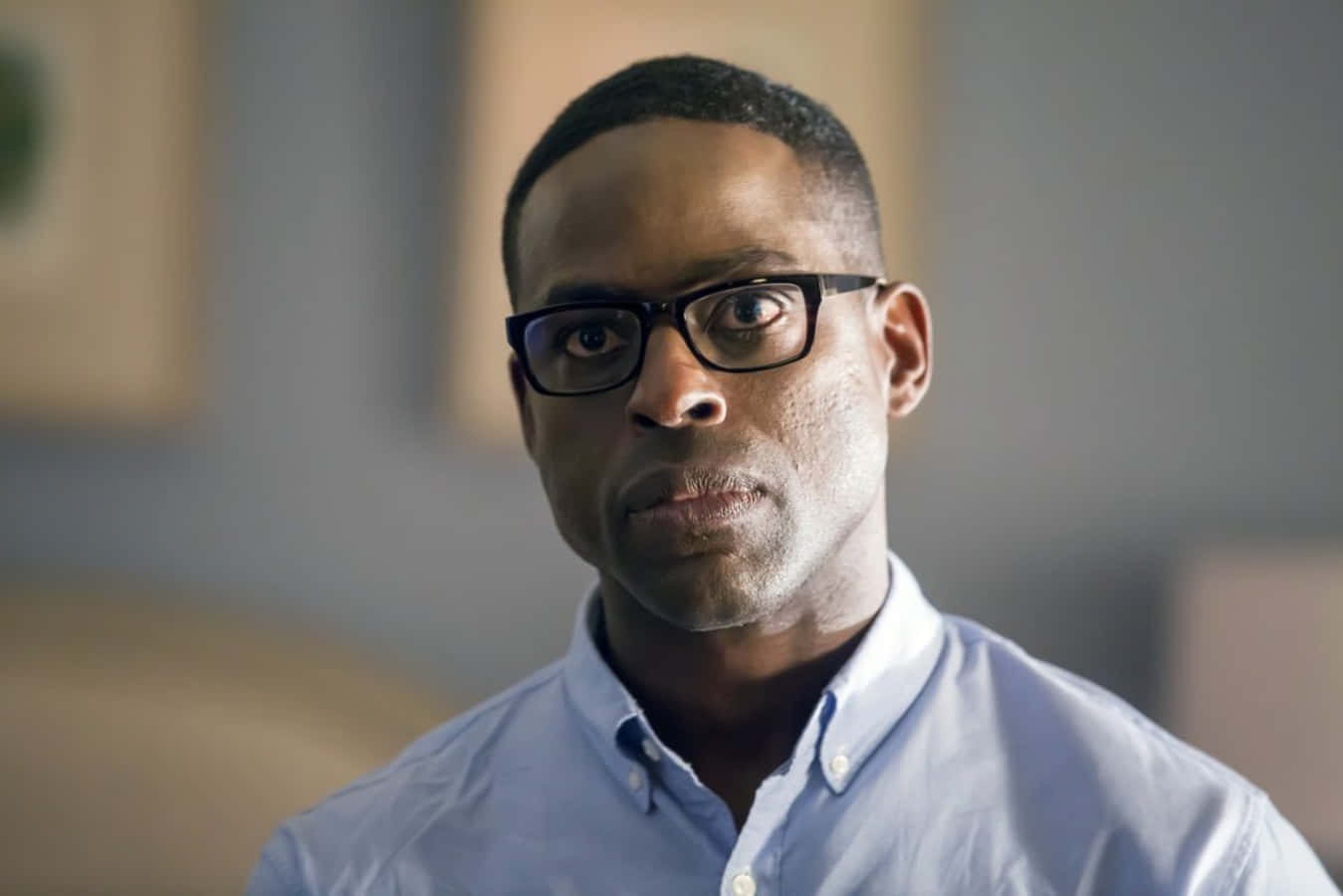 Sterling K Brown, light blue shirt, glasses, HD Desktop Wallpaper
