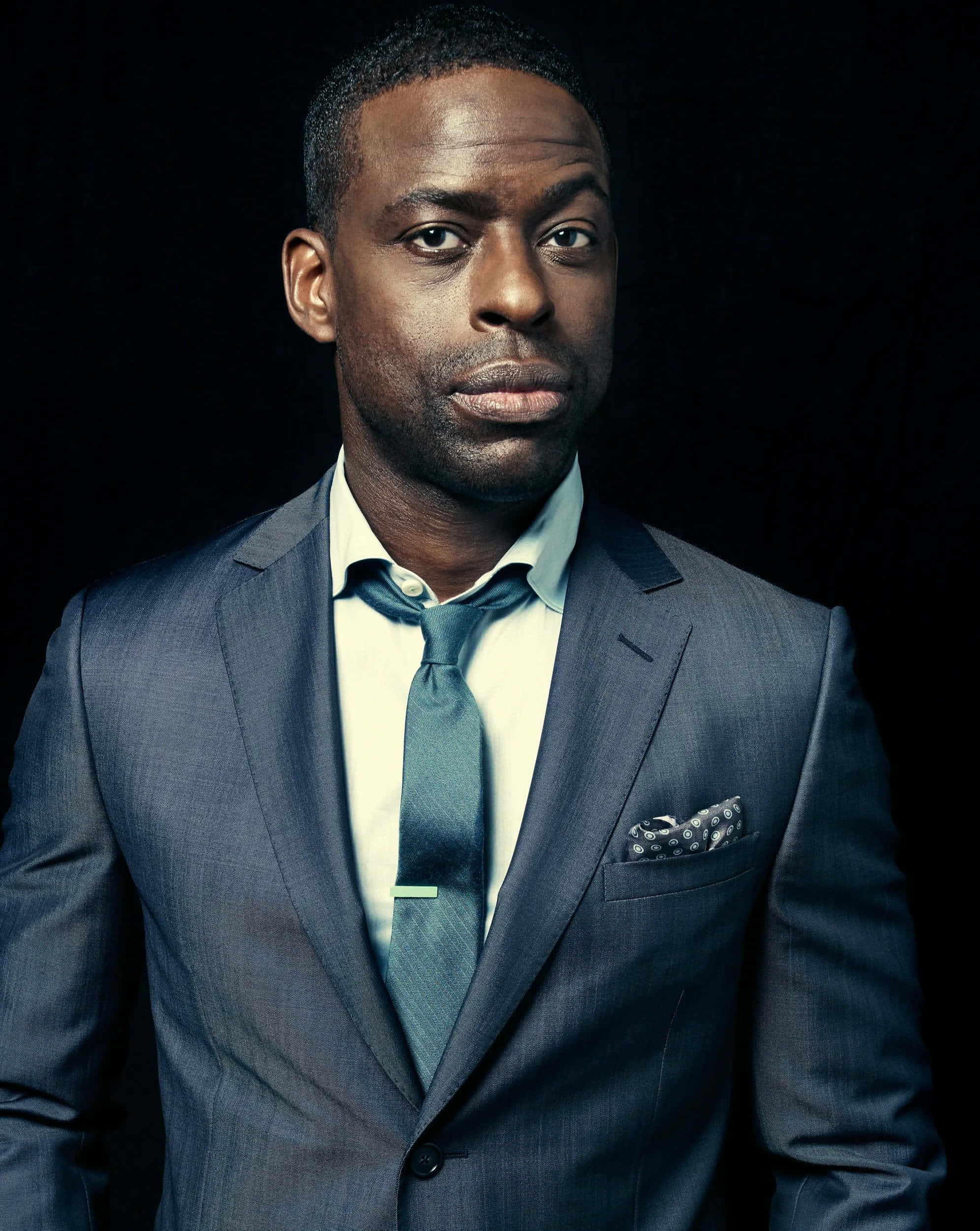 Sterling K Brown, blue suit, tie, Full HD Phone Wallpaper