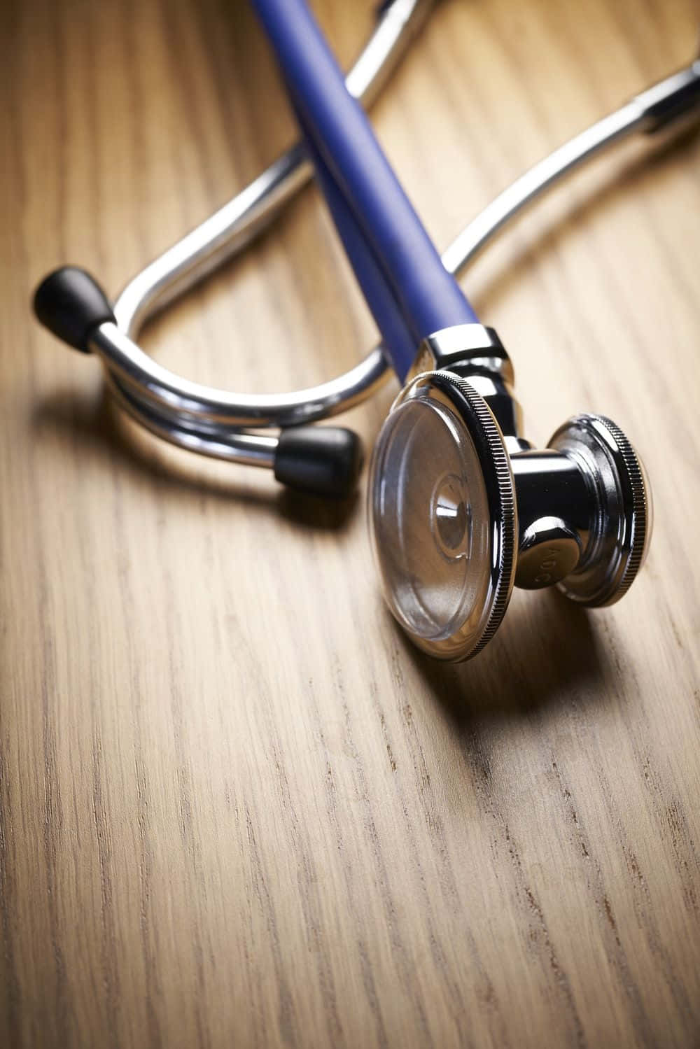 stethoscope, blue and silver, warm wooden surface, HD Phone Wallpaper
