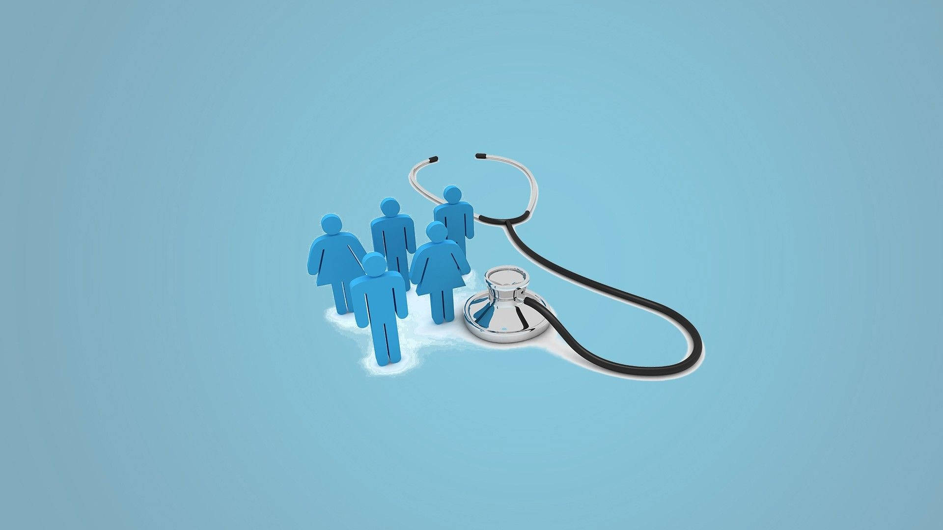 silver stethoscope, blue 3d human figures, soft blue background, Full HD Desktop Wallpaper