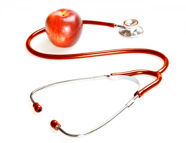 red stethoscope, red apple, silver stethoscope, SD Desktop Wallpaper