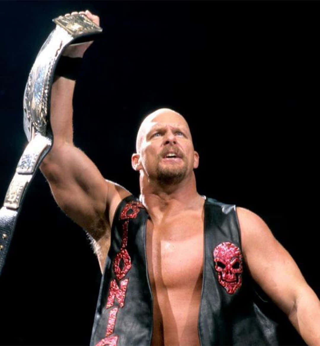 Steve Austin, black vest, red skull, SD Phone Wallpaper