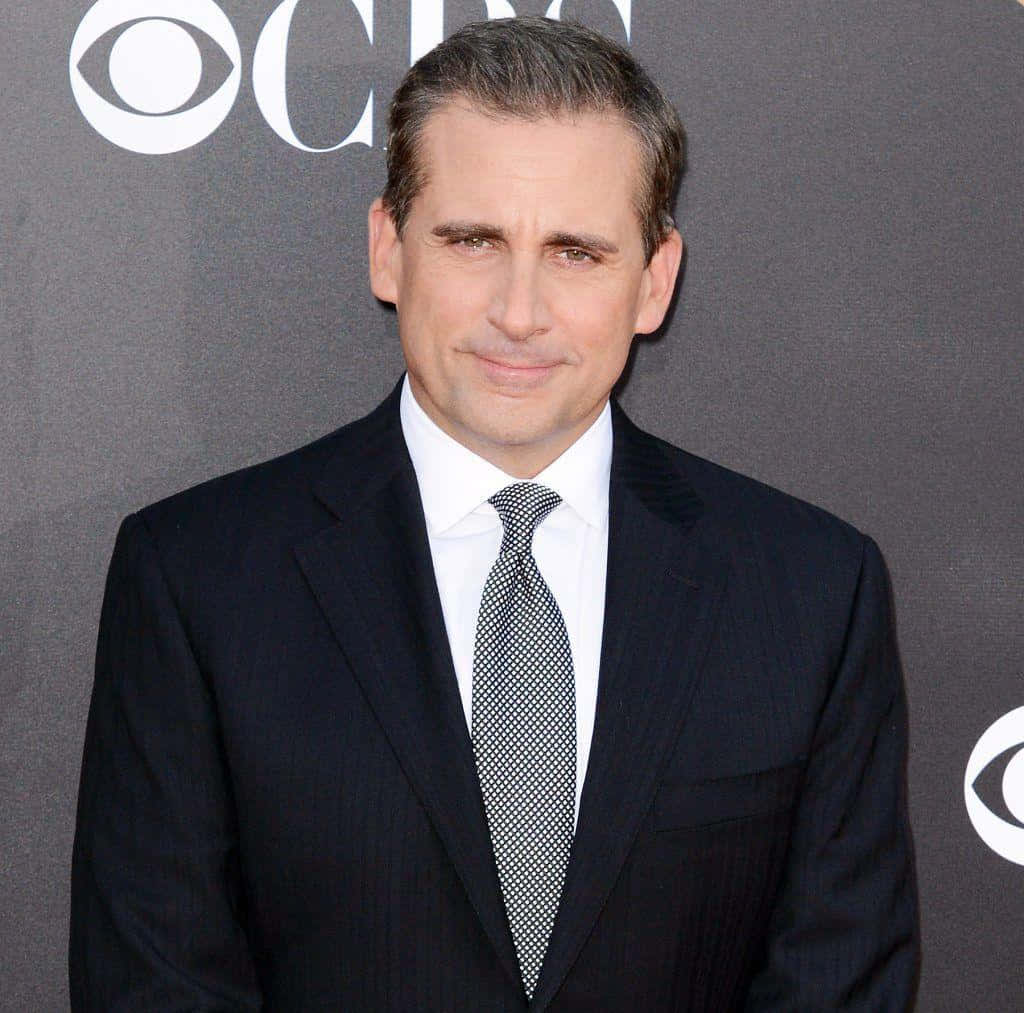 Steve Carell, black suit, patterned tie, SD Desktop Wallpaper