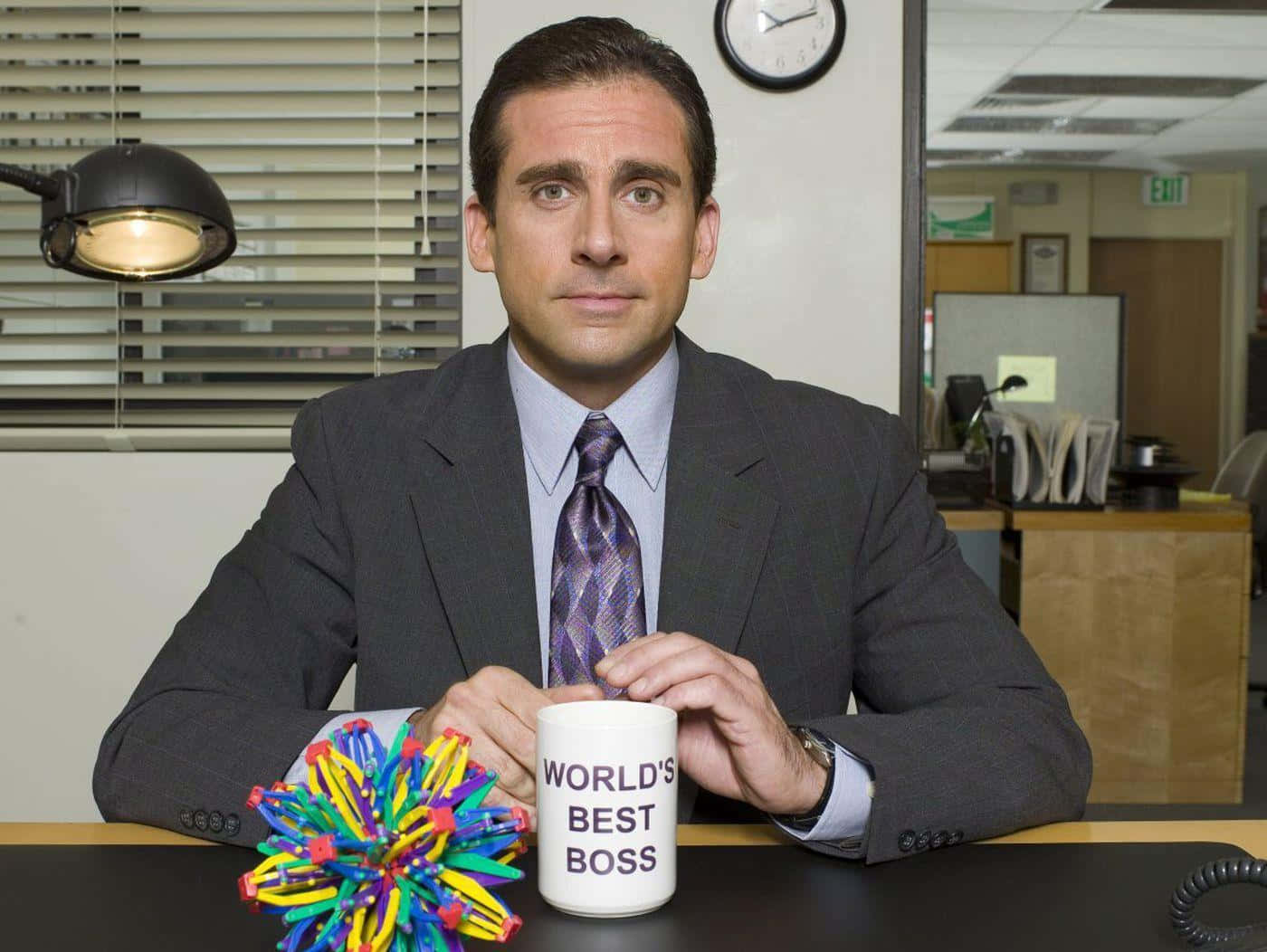 Steve Carell, suit, office desk, HD Desktop Wallpaper