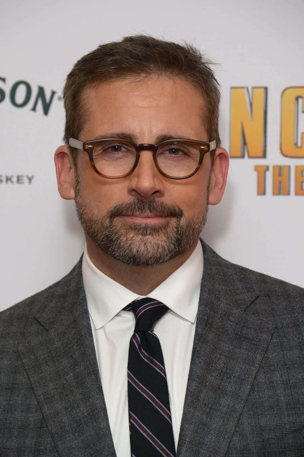 Steve Carell, gray suit, glasses, HD Phone Wallpaper