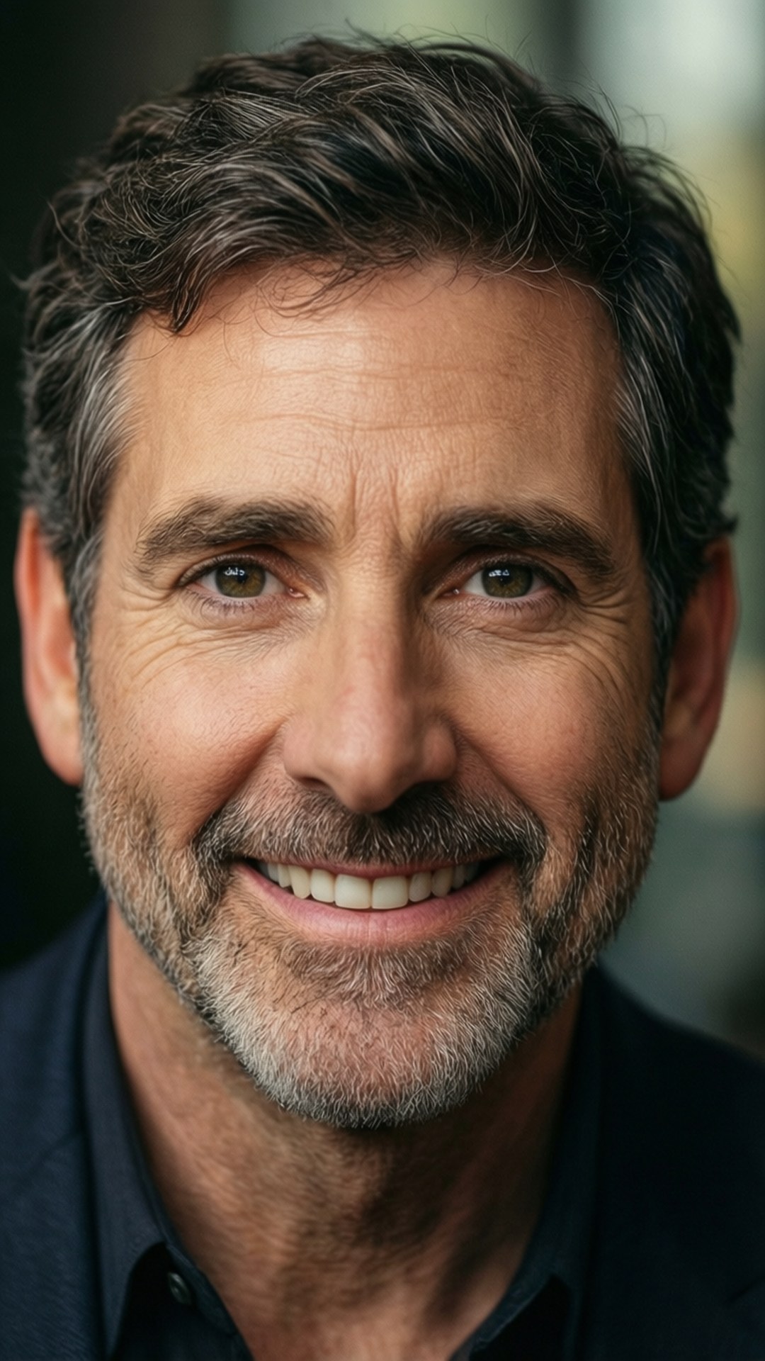 Steve Carell, warm smile, portrait, Full HD Phone Wallpaper