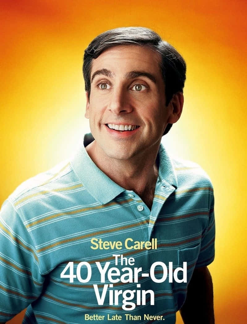 Steve Carell, warm orange yellow gradient background, toothy grin, SD Phone Wallpaper