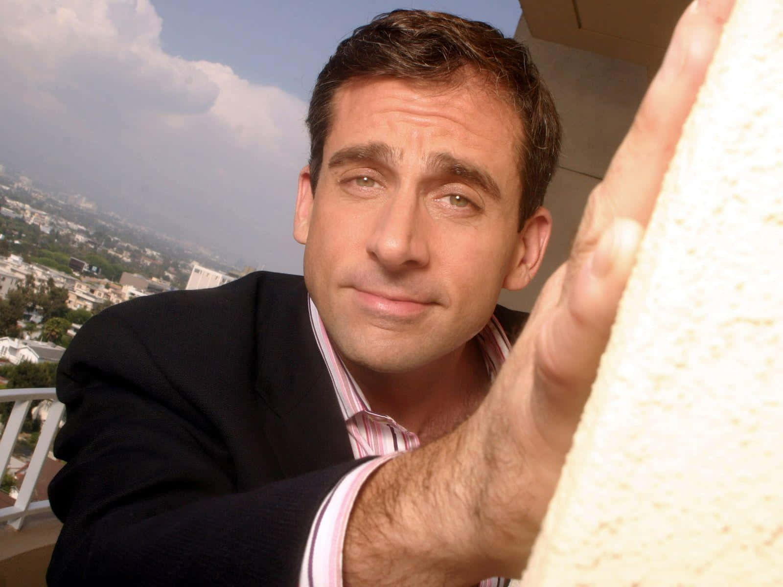 Steve Carell, suit, textured wall, HD Desktop Wallpaper