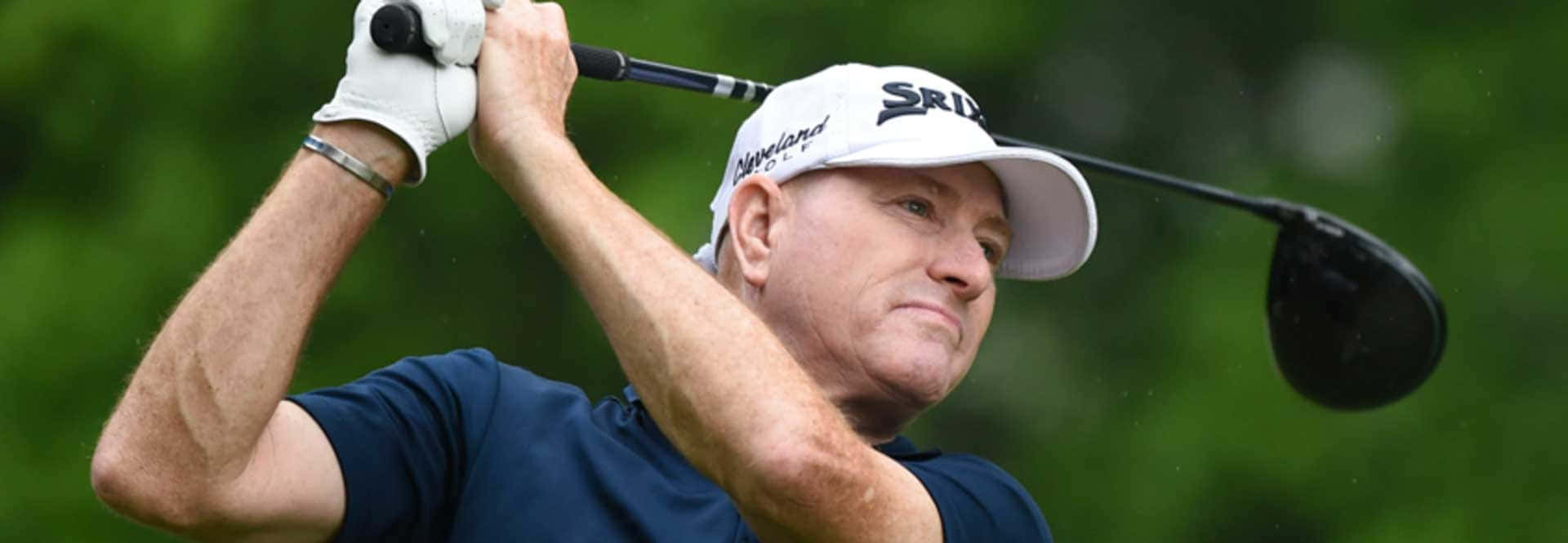 Steve Flesch, golfer, mid-swing, Full HD Desktop Wallpaper