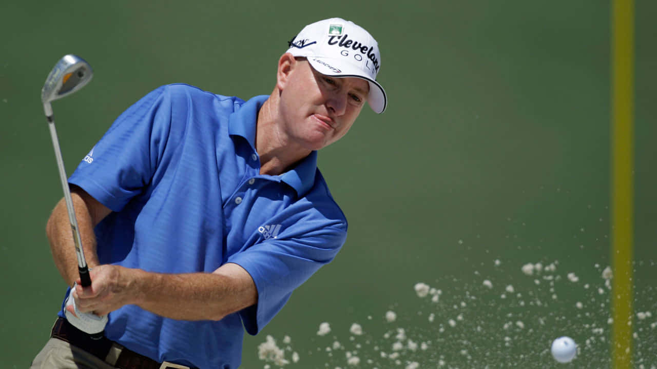 Steve Flesch, blue shirt, golf club, HD Desktop Wallpaper