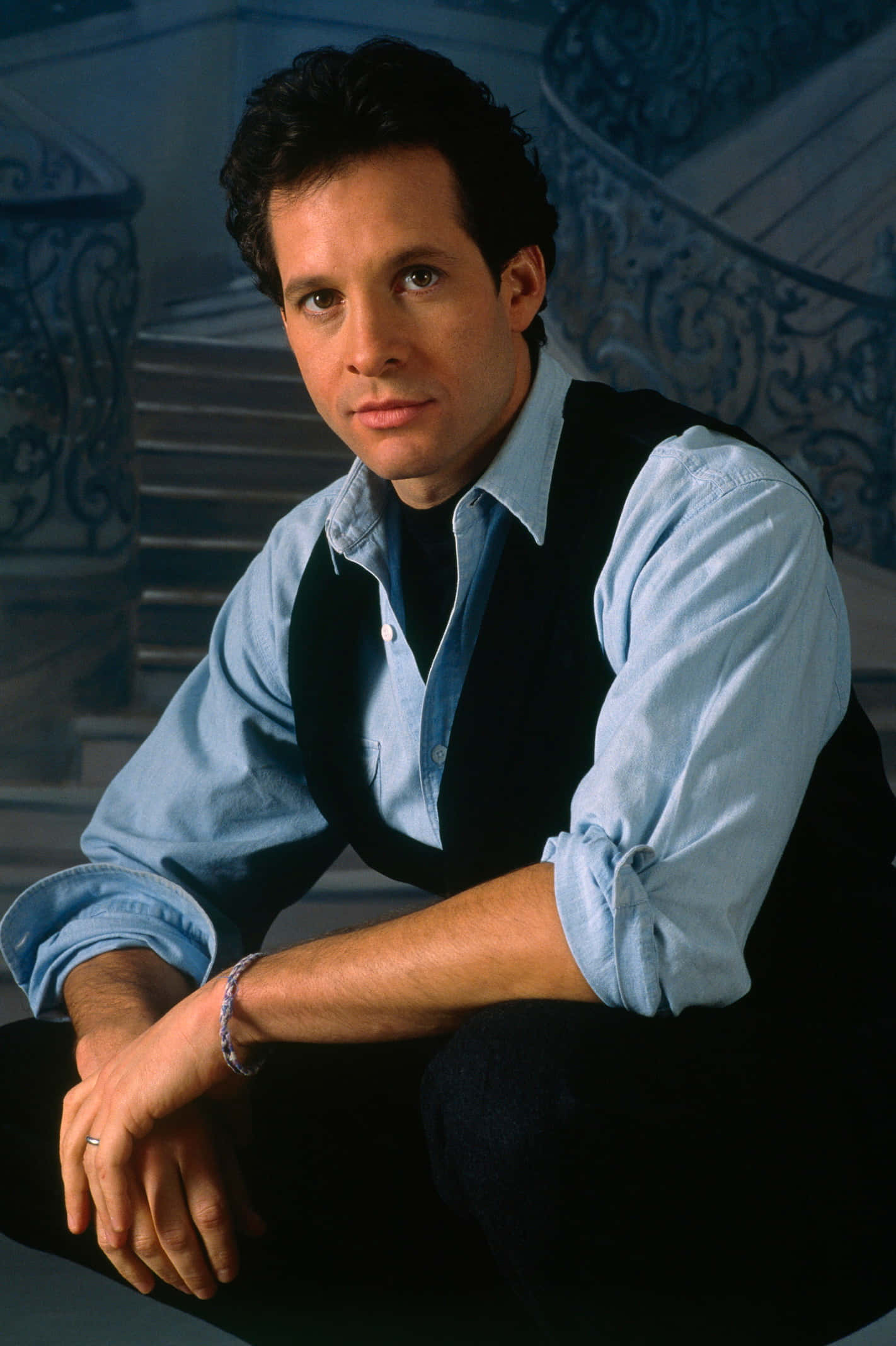 Steve Guttenberg, light blue shirt, black vest, Full HD Phone Wallpaper