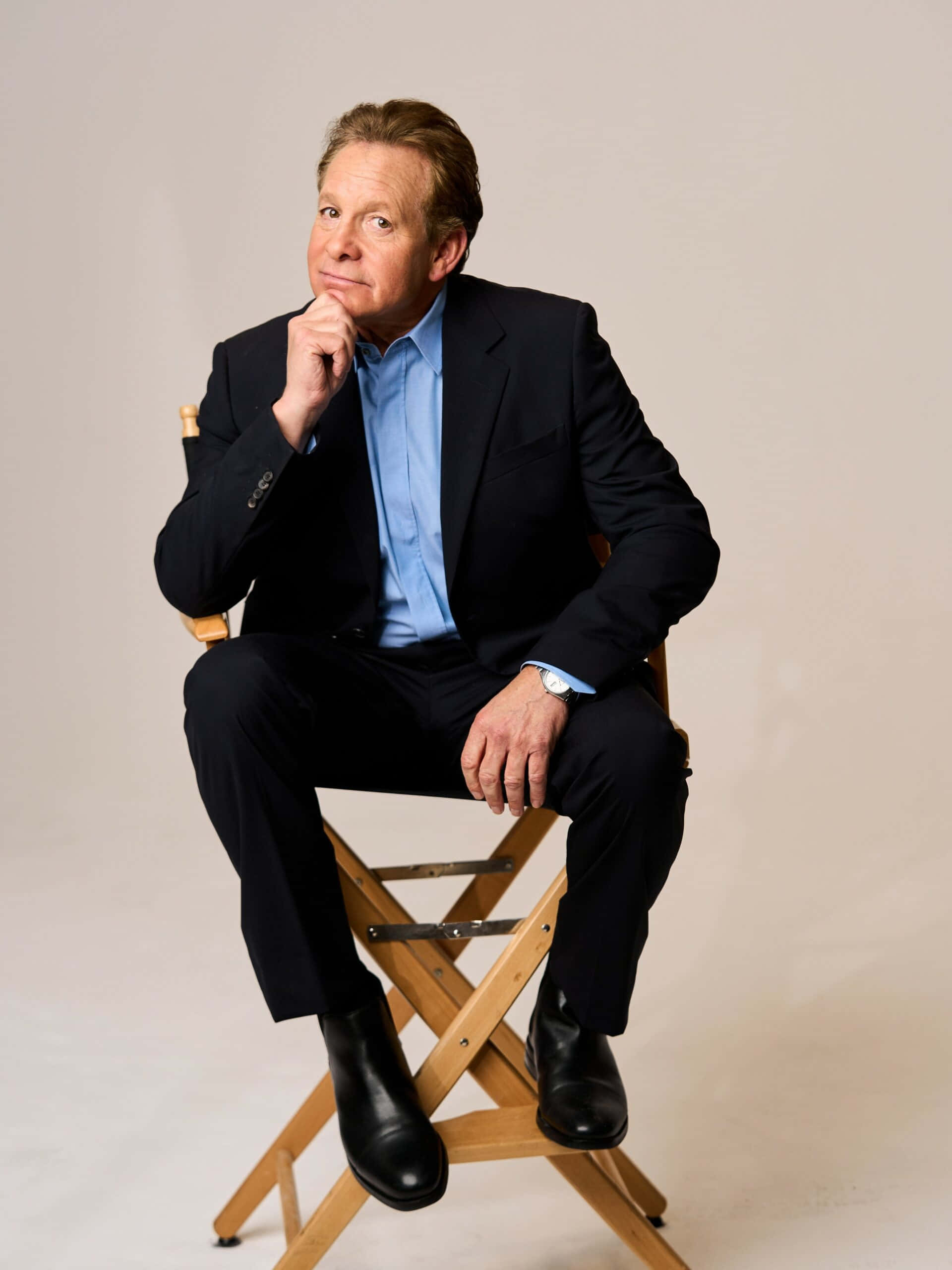 Steve Guttenberg, black suit, blue shirt, 2K Phone Wallpaper