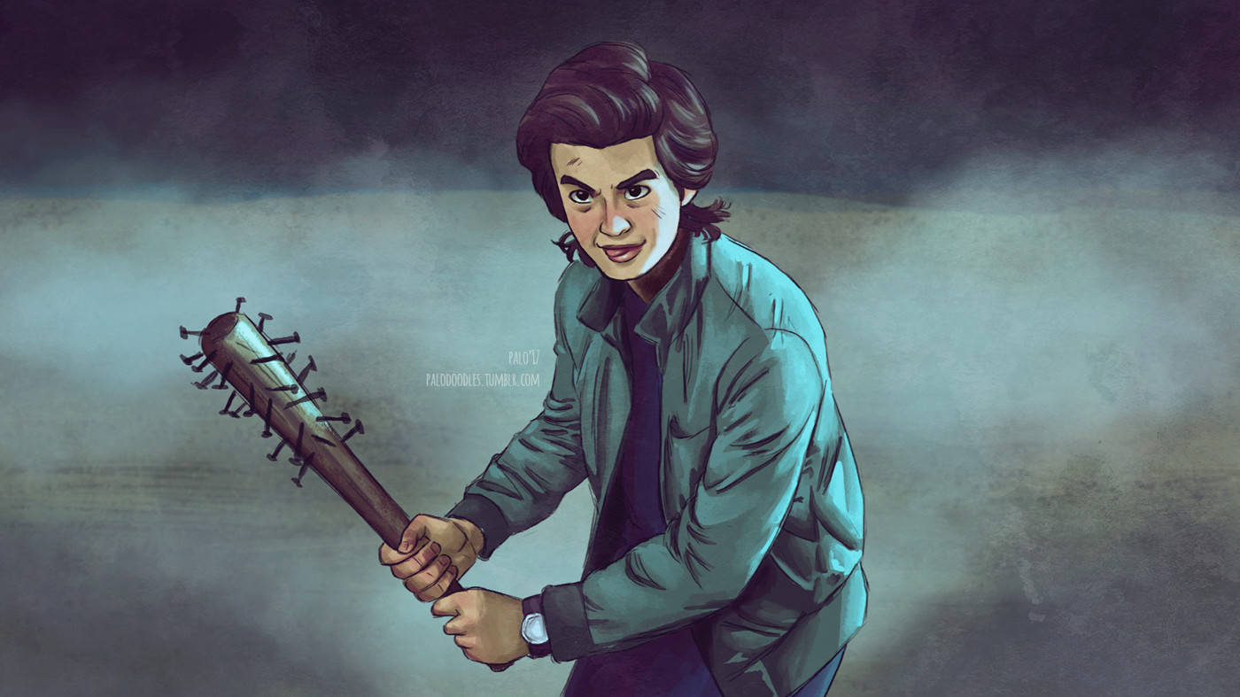 Steve Harrington, teal jacket, spiked bat, HD Desktop Wallpaper